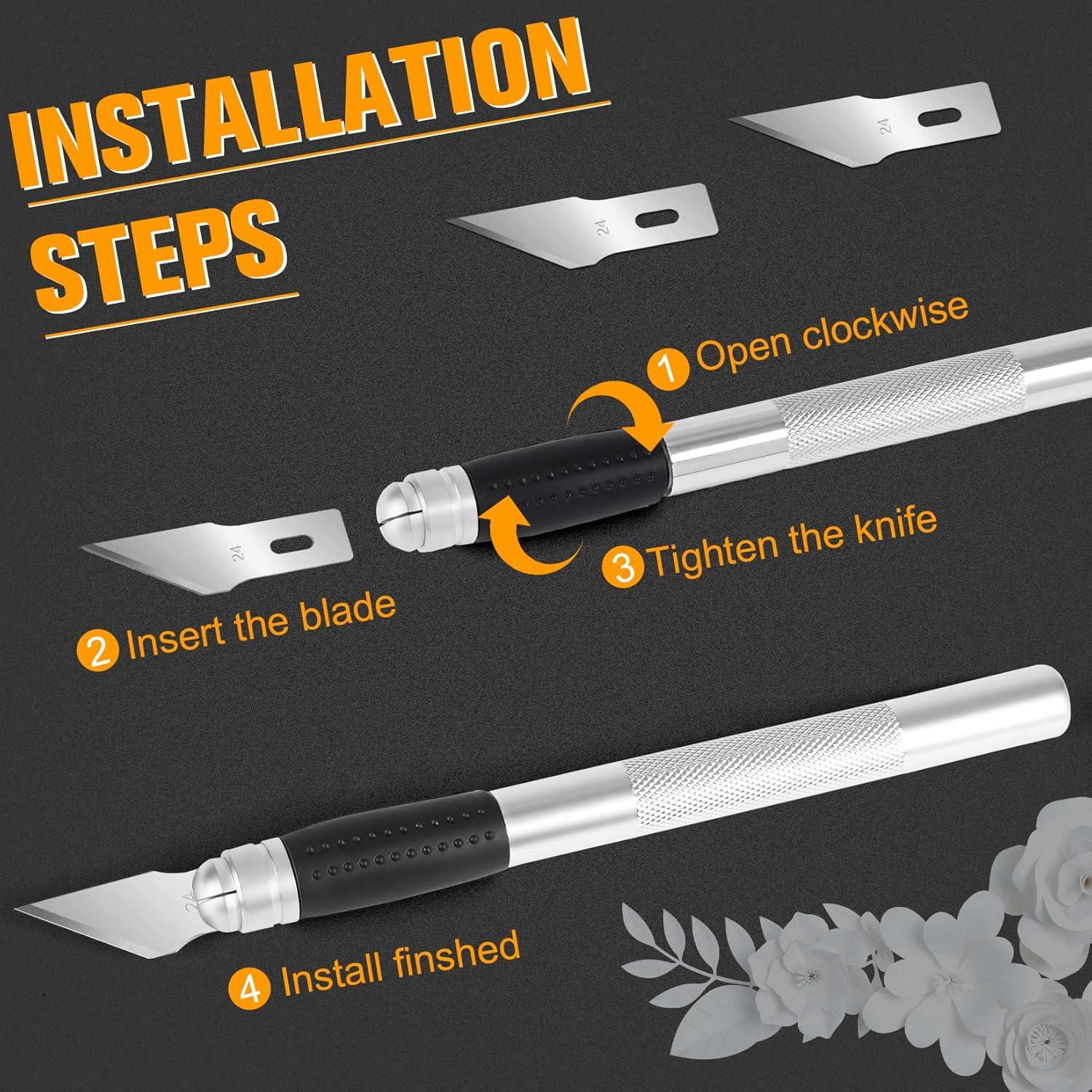image:image100 Pack Craft Hobby Blades 2 Craft Knife Blades Refill Hobby Knife Replacement Blade with Storage Box for Art and Crafting Scrapbooking Supplies Cutting Caving Stencil24