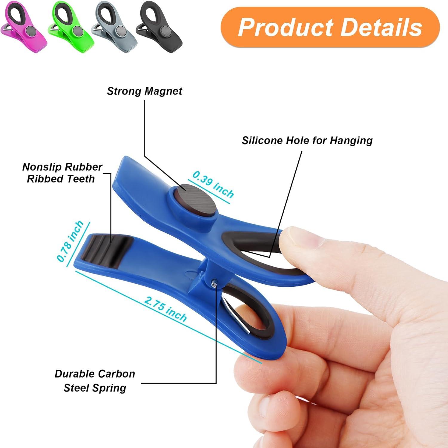 image:image16 Pack Chip Clips Bag Clips Office Paper Clamps Multicolor Magnetic Clip for Food Packages Multipurpose Plastic Clip for Food Snack Refrigerator Kitchen Paper Binder Clips12 Packmr2