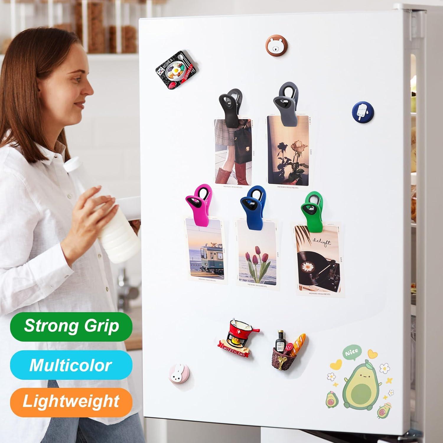 image:image16 Pack Chip Clips Bag Clips Office Paper Clamps Multicolor Magnetic Clip for Food Packages Multipurpose Plastic Clip for Food Snack Refrigerator Kitchen Paper Binder Clips12 Packmr2