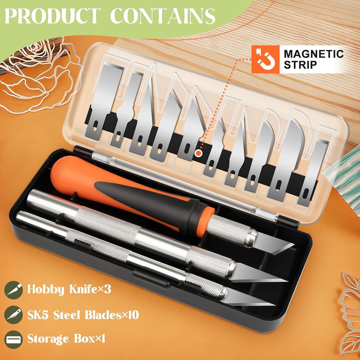 image:image16 Pcs Exacto Knife Set 3 Craft Knife and 13 SK5 Steel Blades Precision Hobby Knife for Carving Modeling DIY Scrapbooking and Art ProjectsOrange