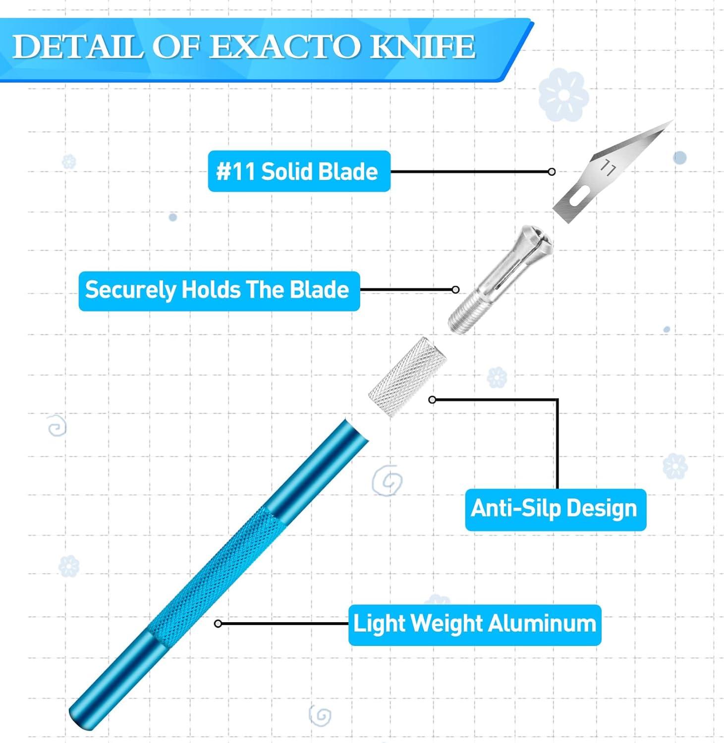 image:image16 Pcs Exacto Knife Set 3 Craft Knife and 13 SK5 Steel Blades Precision Hobby Knife for Carving Modeling DIY Scrapbooking and Art ProjectsPurplegoldblue