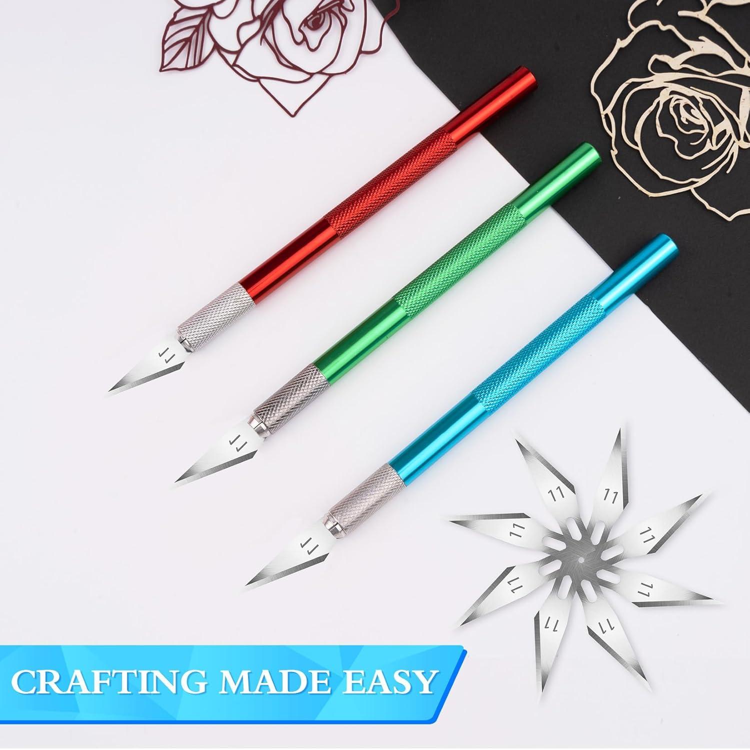 image:image16 Pcs Exacto Knife Set 3 Craft Knife and 13 SK5 Steel Blades Precision Hobby Knife for Carving Modeling DIY Scrapbooking and Art ProjectsRedgreenblue