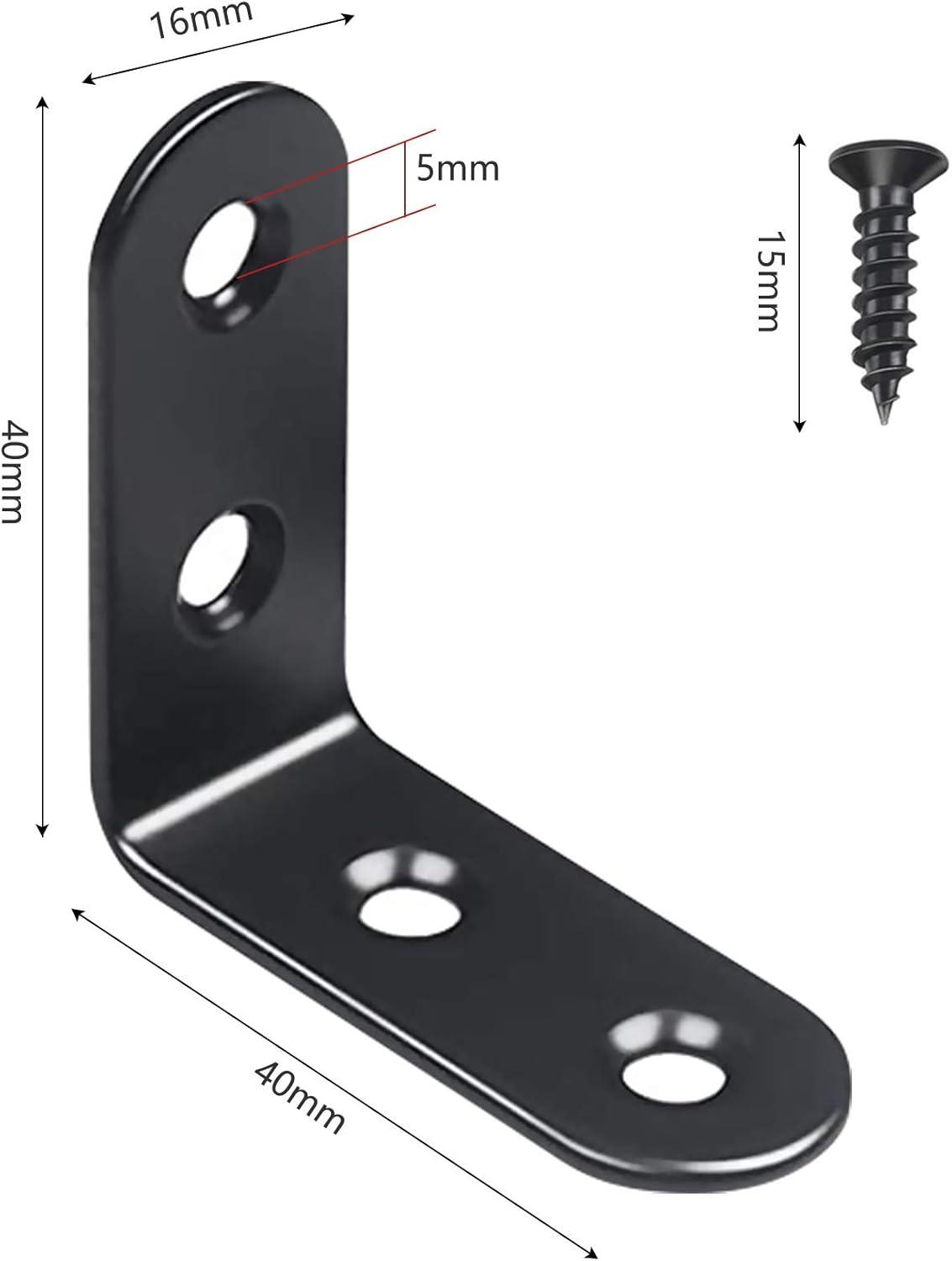 image:image18 Pack L Bracket Corner Brace Sets 157x157 Inch Black L Brackets for Shelves Stainless Steel 90 Degree Right Angle Brackets Fastener with Screws for Wood Furniture Cabinet Chairs