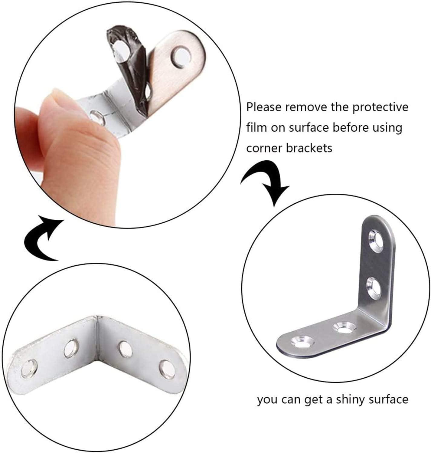 image:image18 Pack L Bracket Corner Brace Sets 157x157 Inch Black Stainless Steel 90 Degree Right Angle Brackets Fastener with Screws for Wood Chair Bookshelf Board Window Furniture