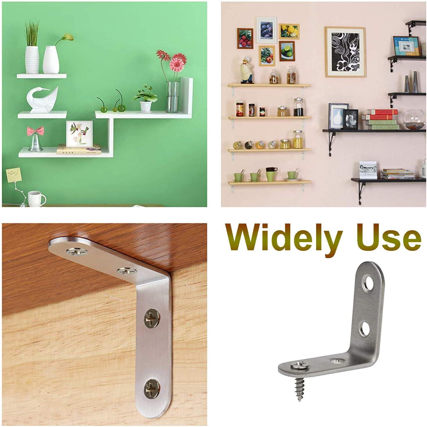 image:image18 Pack L Bracket Corner Brace Sets 157x157 Inch Black Stainless Steel 90 Degree Right Angle Brackets Fastener with Screws for Wood Chair Bookshelf Board Window Furniture