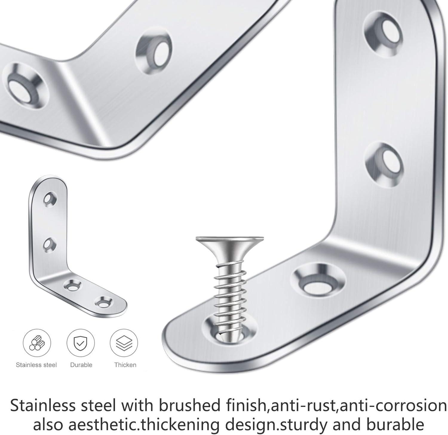 image:image18 Pack L Bracket Corner Brace Sets 157x157 Inch Black Stainless Steel 90 Degree Right Angle Brackets Fastener with Screws for Wood Chair Bookshelf Board Window Furniture
