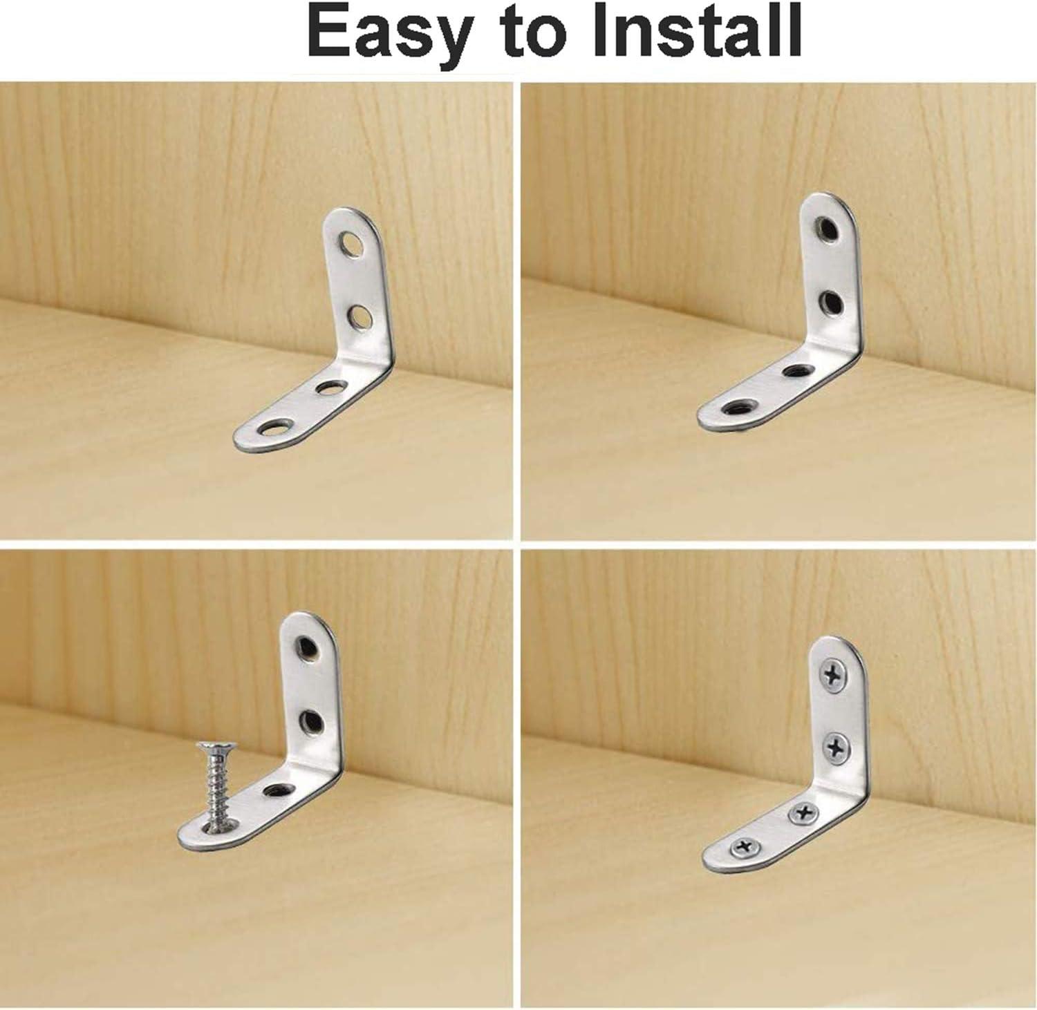 image:image18 Pack L Bracket Corner Brace Sets 157x157 Inch Black Stainless Steel 90 Degree Right Angle Brackets Fastener with Screws for Wood Chair Bookshelf Board Window Furniture
