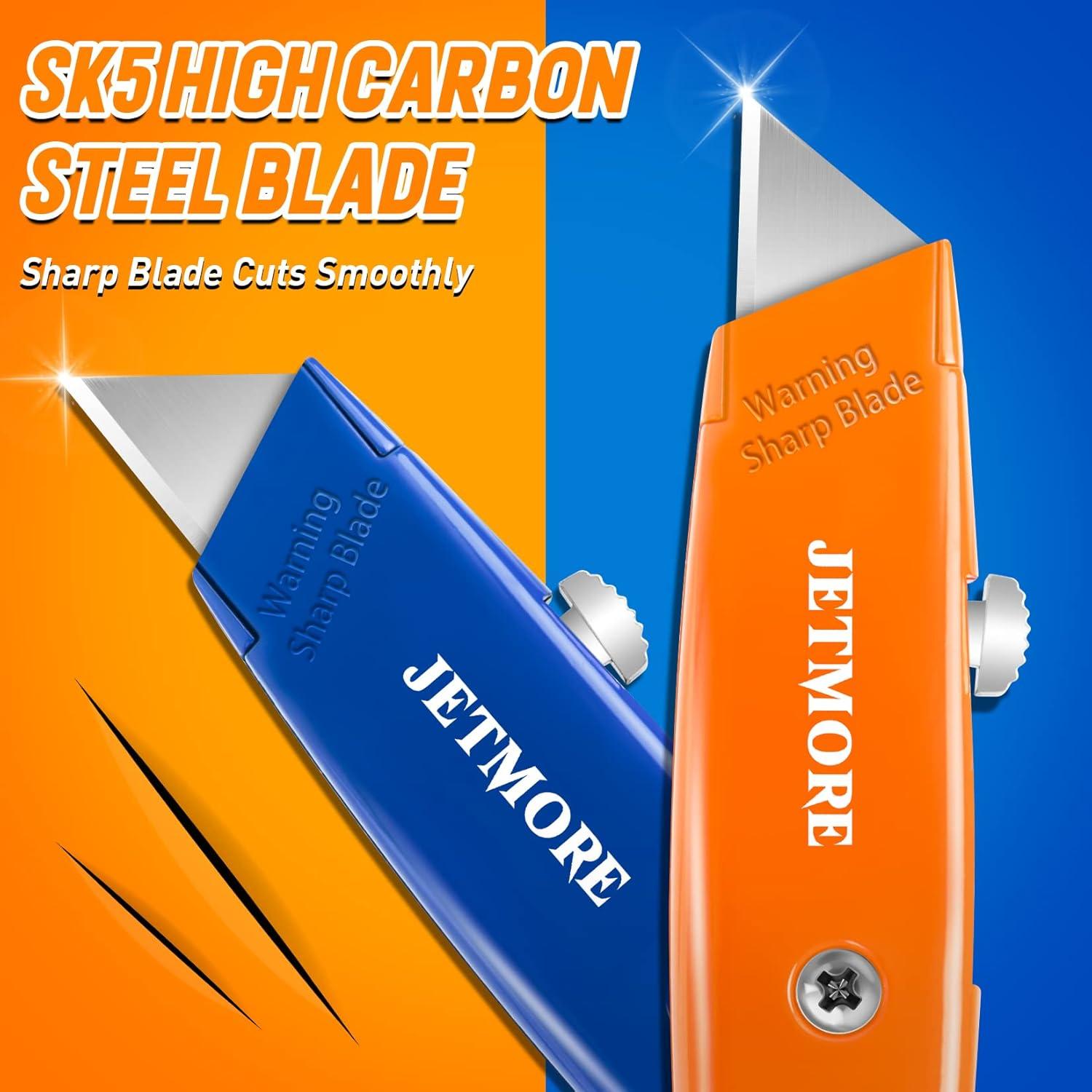 image:image2 Pack Box Cutter Utility Knife Retractable Heavy Duty With Extra 10 SK5 Blades Aluminum Shell Portable Sharp Razor