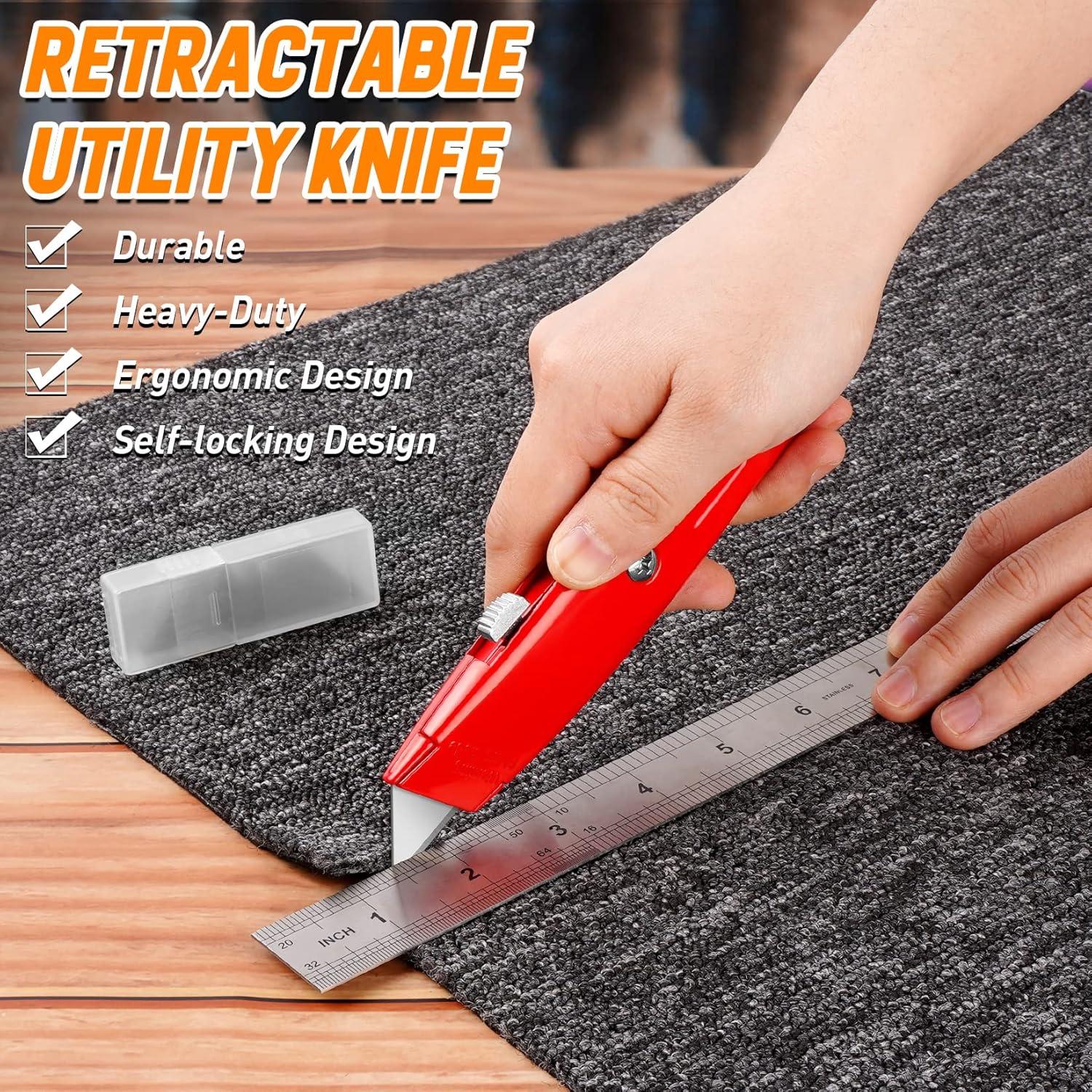 image:image2 Pack Box Cutter Utility Knife with Extra 10 SK5 Blades Box Cutter Retractable Portable Aluminum Shell Sharp Razor Knife Box Cutters Heavy Duty Box Cutter Knife Box Knife