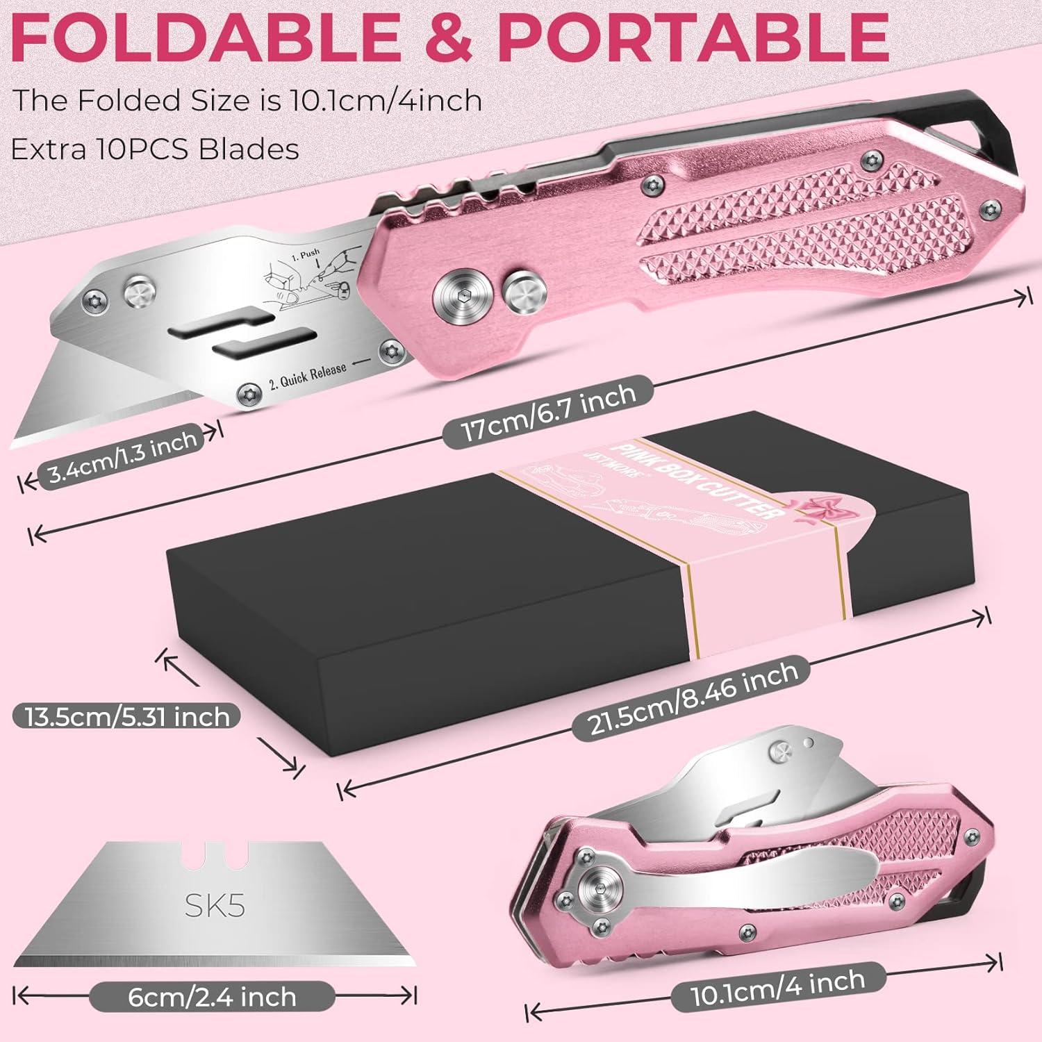 image:image2 Pack Box Cutter Utility Knife with Extra 10 SK5 Blades Folding Utility Knife Razor Knife Quick Blade Change Box Cutter Knife Box Opener with Blade Storage Design