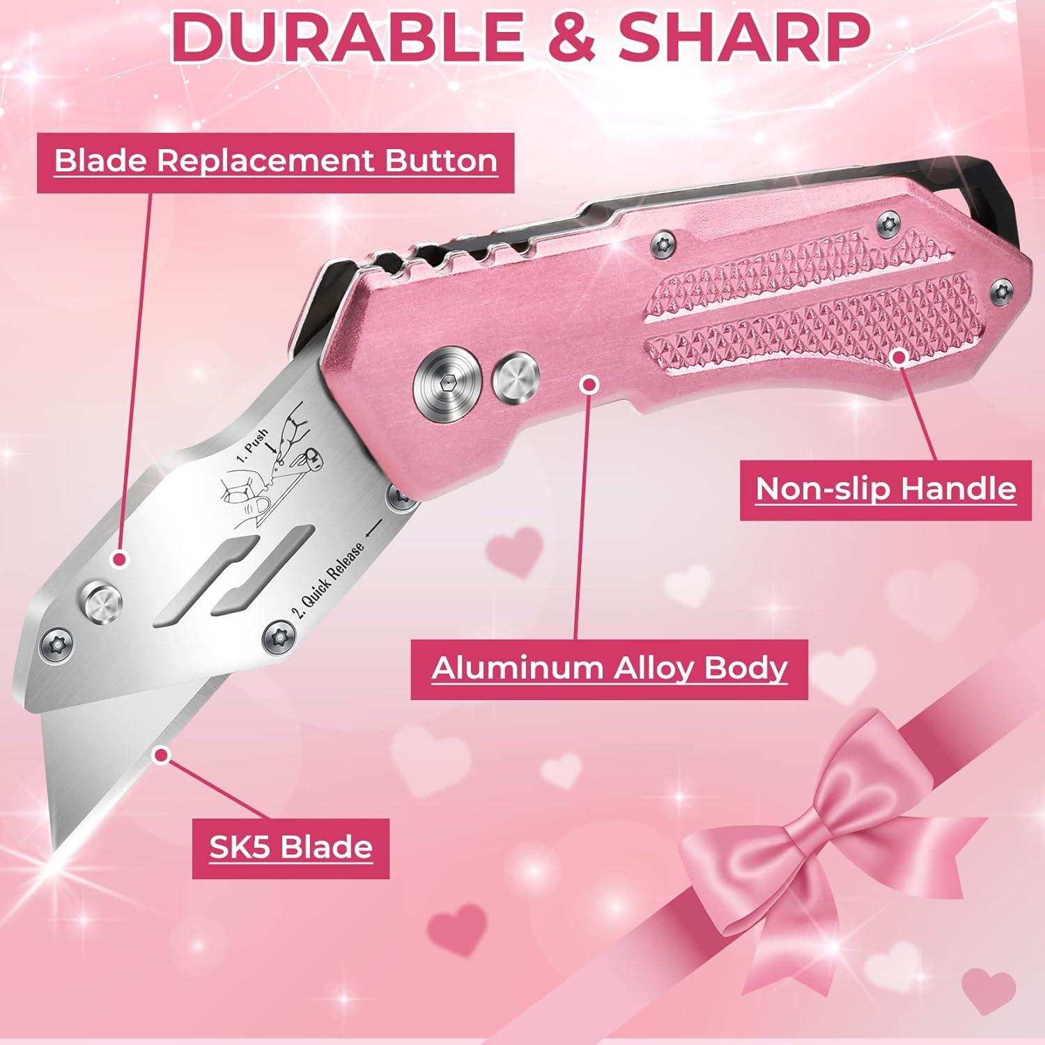 image:image2 Pack Box Cutter Utility Knife with Extra 10 SK5 Blades Folding Utility Knife Razor Knife Quick Blade Change Box Cutter Knife Box Opener with Blade Storage Design