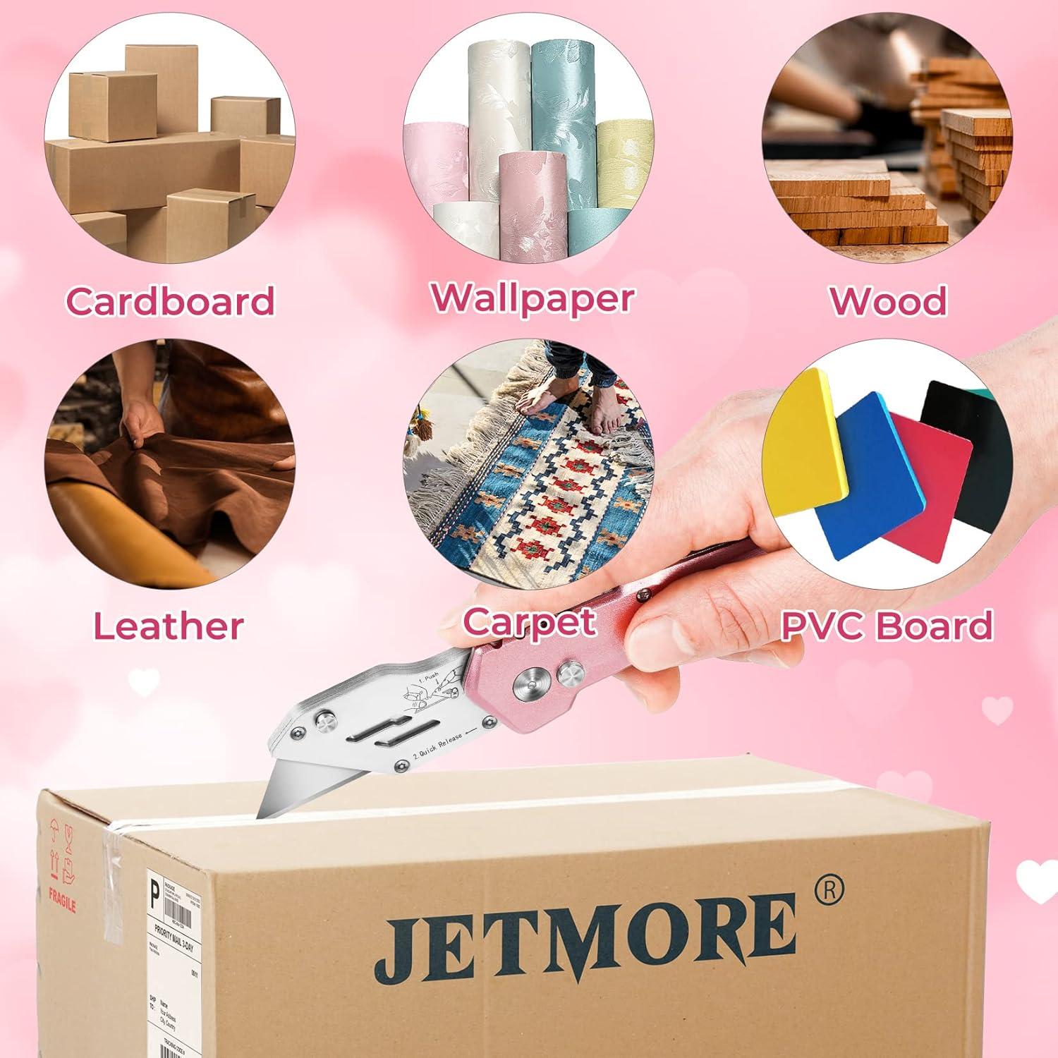 image:image2 Pack Box Cutter Utility Knife with Extra 10 SK5 Blades Folding Utility Knife Razor Knife Quick Blade Change Box Cutter Knife Box Opener with Blade Storage Design