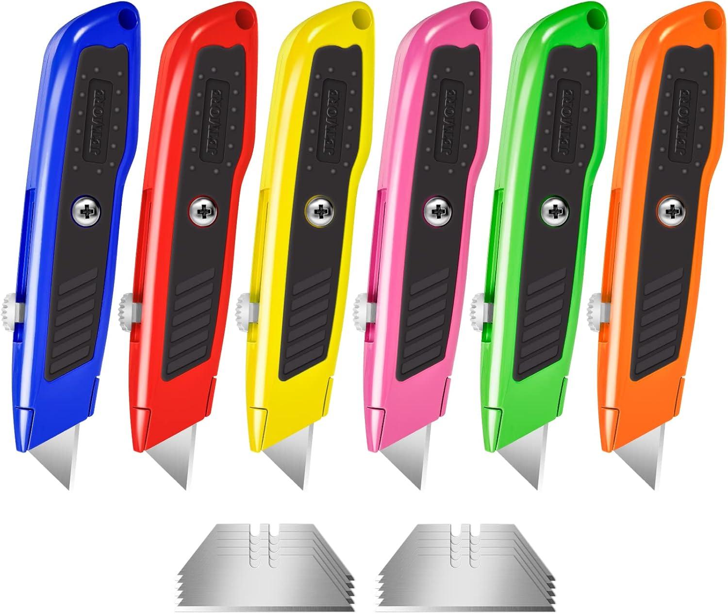 image:image2 Pack Box Cutter Utility Knife with Extra 10 SK5 Blades amp Antislip Rubber Handle Box Cutter Retractable Portable Box Opener Razor Knife for Home Office ConstructionMulticolor
