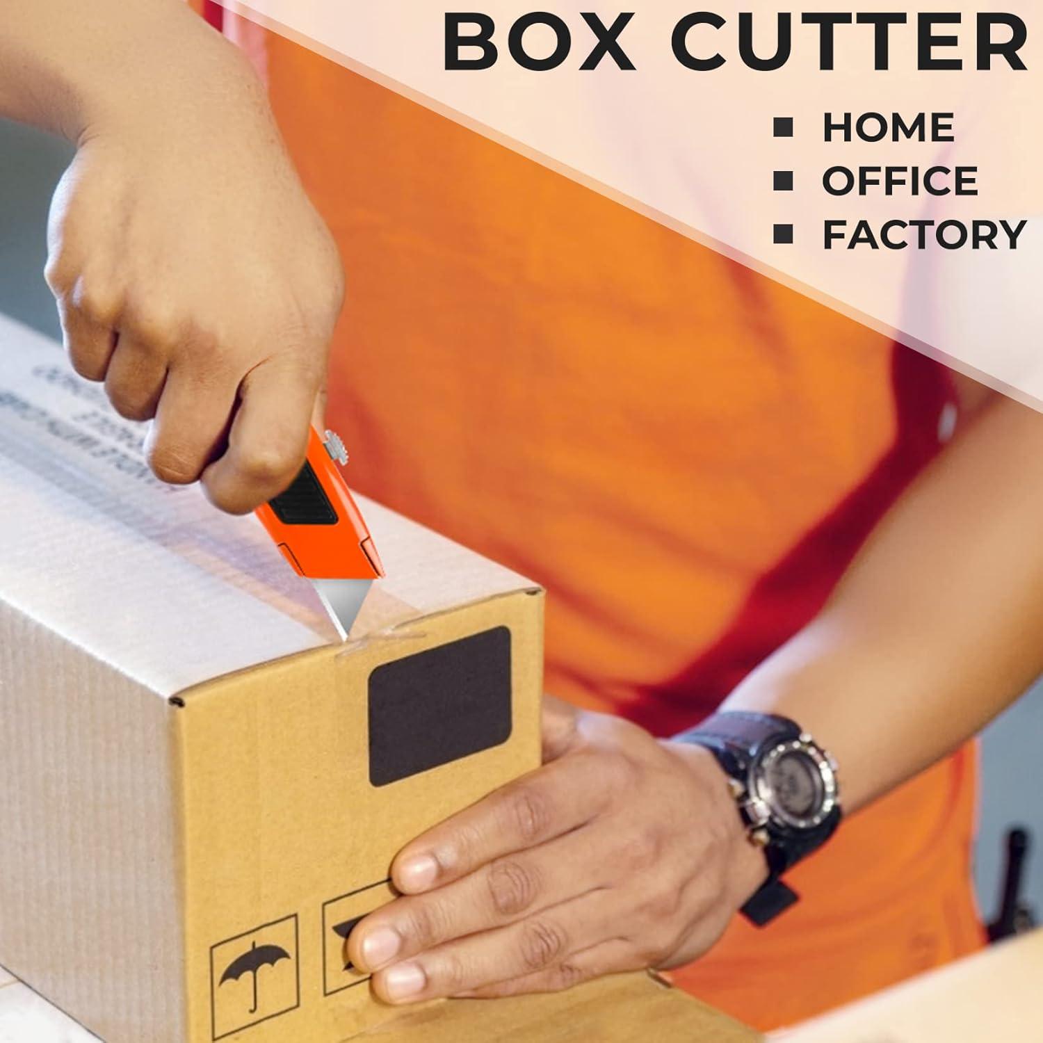 image:image2 Pack Box Cutter Utility Knife with Extra 10 SK5 Blades amp Antislip Rubber Handle Box Cutter Retractable Portable Box Opener Razor Knife for Home Office ConstructionMulticolor
