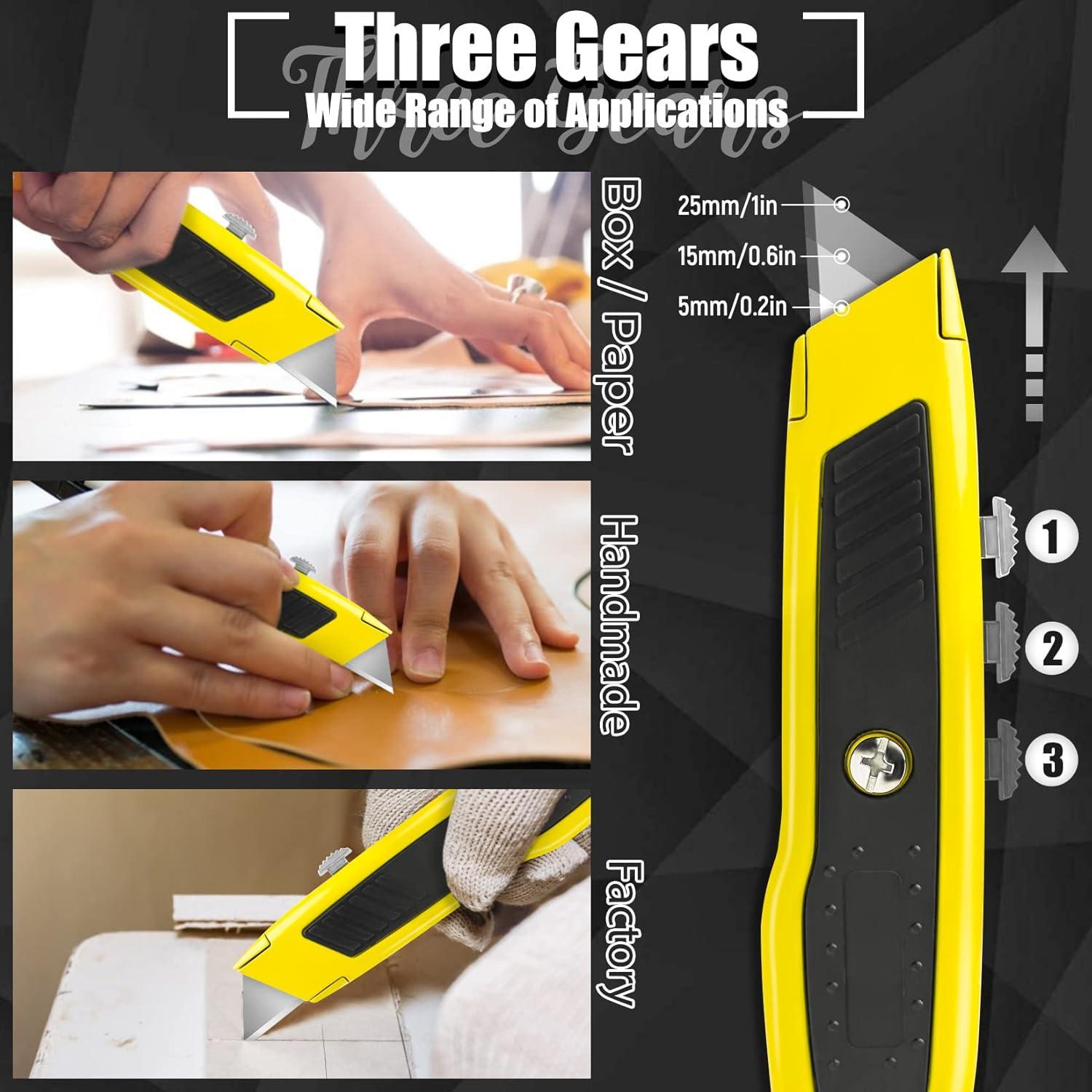 image:image2 Pack Box Cutter Utility Knife with Extra 10 SK5 Blades amp Antislip Rubber Handle Box Cutter Retractable Portable Box Opener Razor Knife for Home Office ConstructionMulticolor