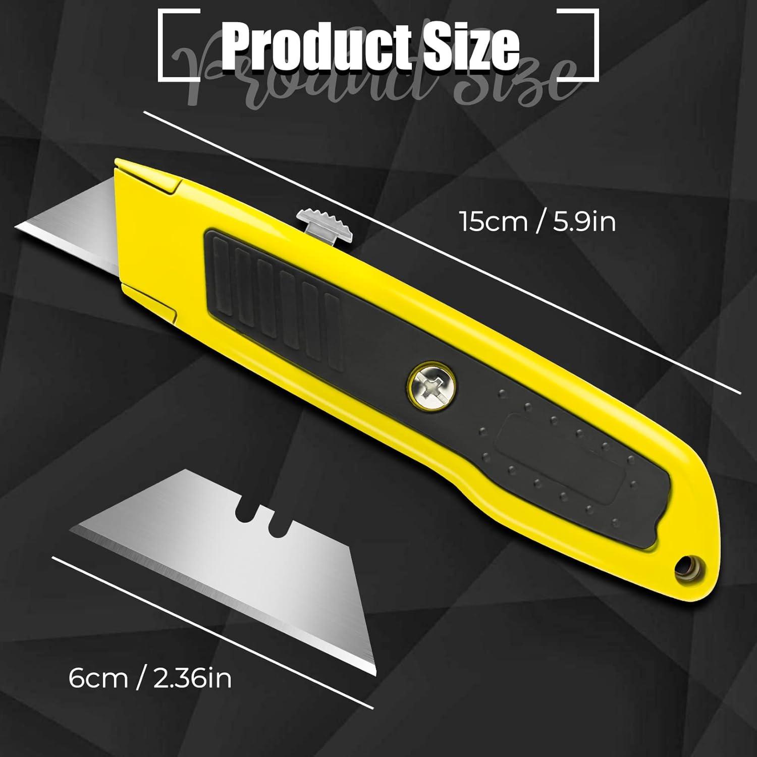 image:image2 Pack Box Cutter Utility Knife with Extra 10 SK5 Blades amp Antislip Rubber Handle Box Cutter Retractable Portable Box Opener Razor Knife for Home Office ConstructionYellow