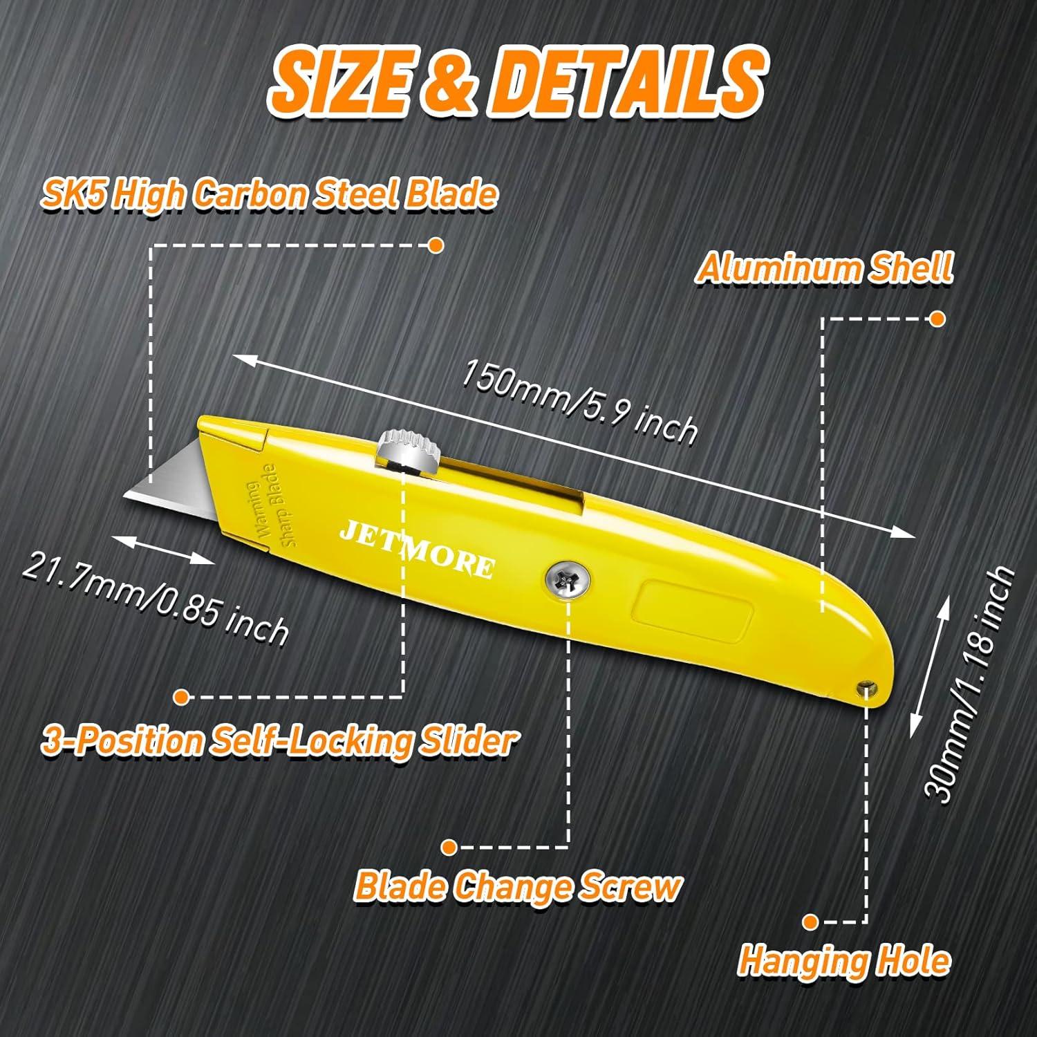 image:image2 Pack Heavy Duty Retractable Box Cutter Aluminum Shell Sharp Box Knife Opener with Extra 10 SK5 Blades