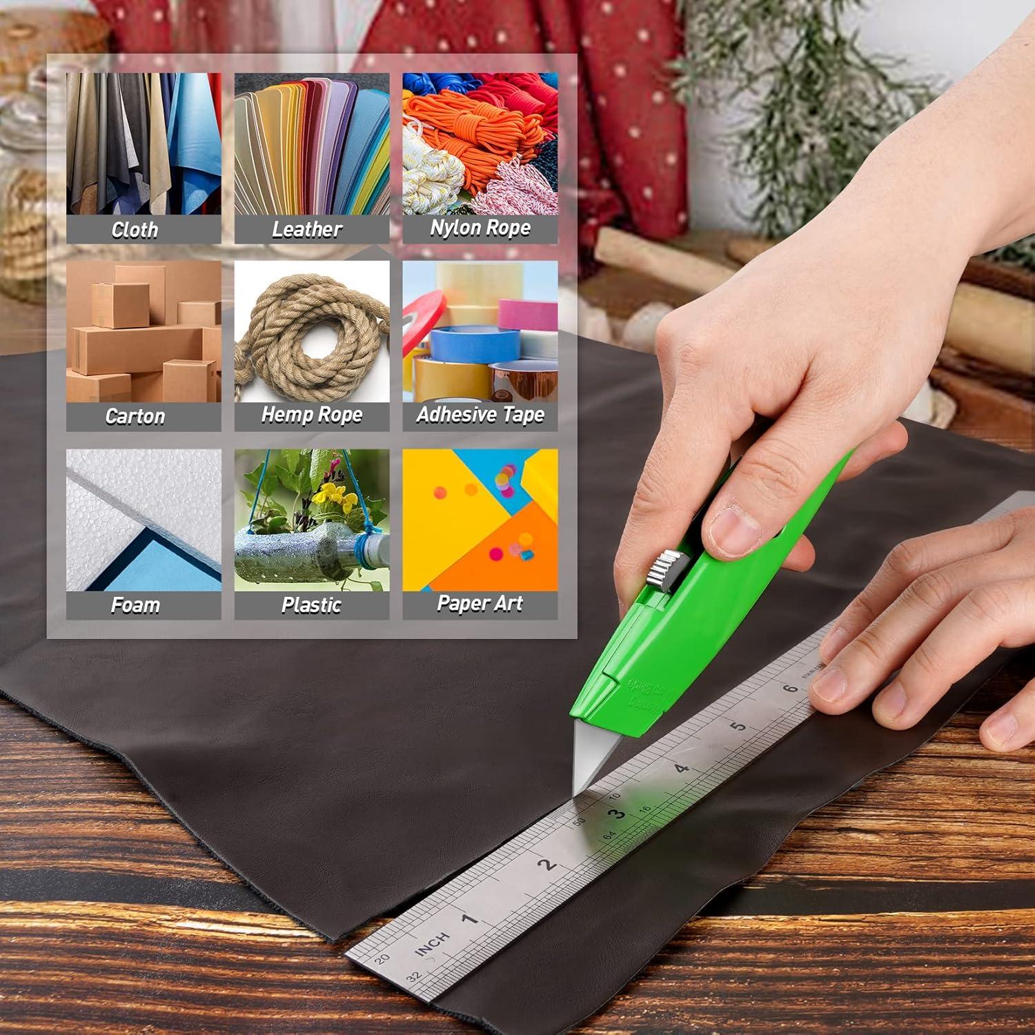 image:image2 Pack Heavy Duty Retractable Box Cutter Aluminum Shell Sharp Box Knife Opener with Extra 10 SK5 Blades