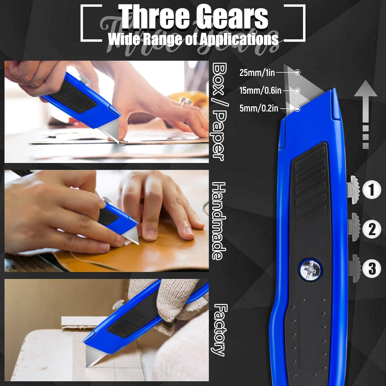 image:image2 Pack Retractable Box Cutter Heavy Duty Utility Knife with 10 SK5 Blades and Safety Lock Portable Razor Knife for Home and OfficeBlue