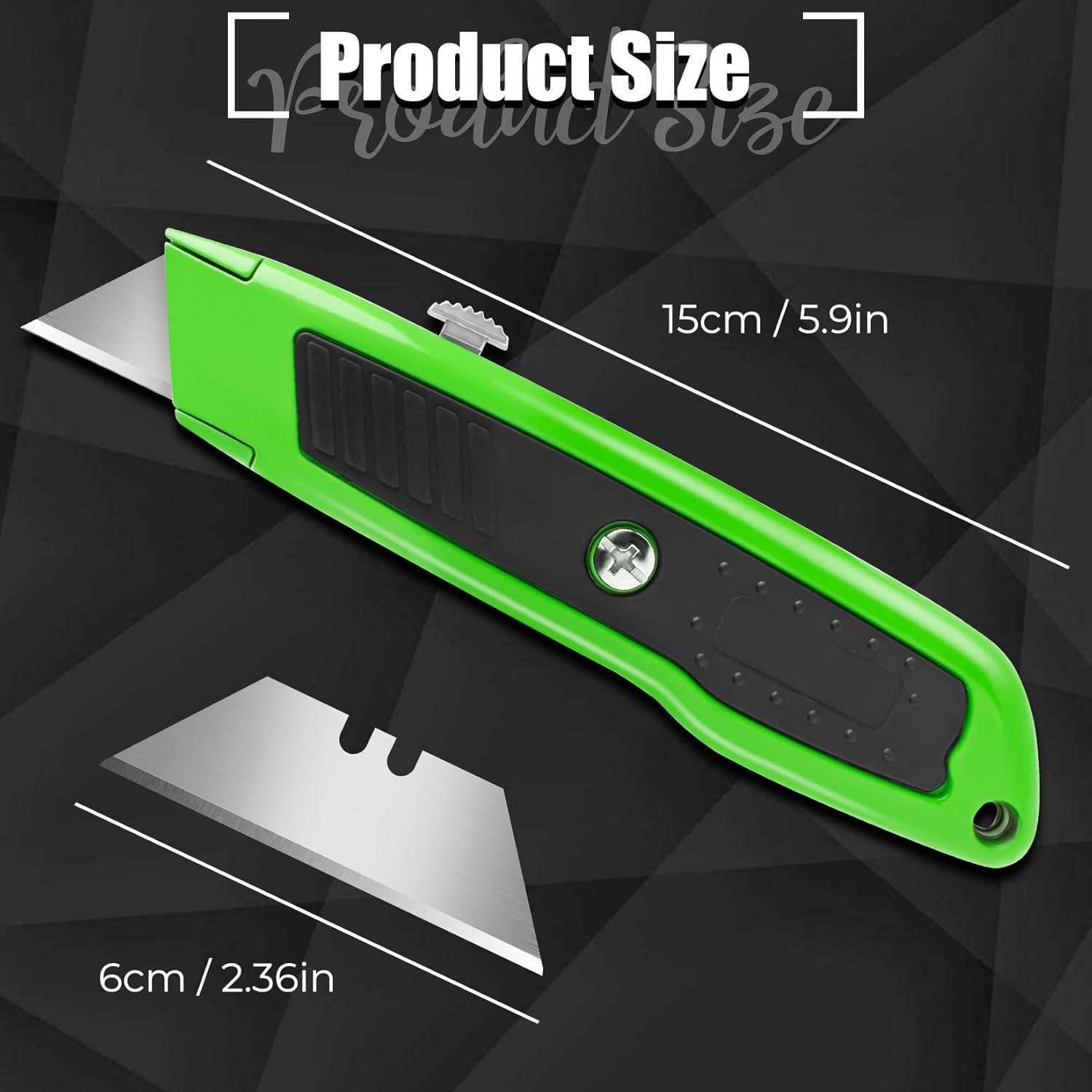 image:image2 Pack Retractable Box Cutter Heavy Duty Utility Knife with 10 SK5 Blades and Safety Lock Portable Razor Knife for Home and OfficeGreen