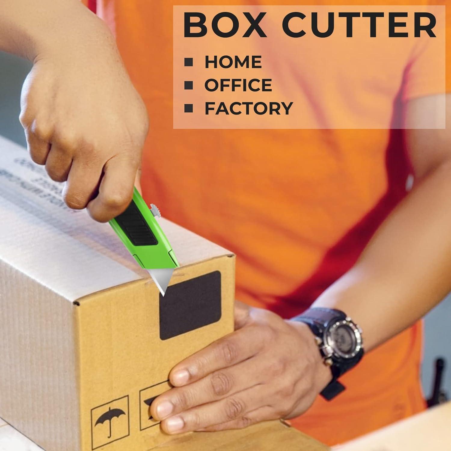 image:image2 Pack Retractable Box Cutter Heavy Duty Utility Knife with 10 SK5 Blades and Safety Lock Portable Razor Knife for Home and OfficeGreen