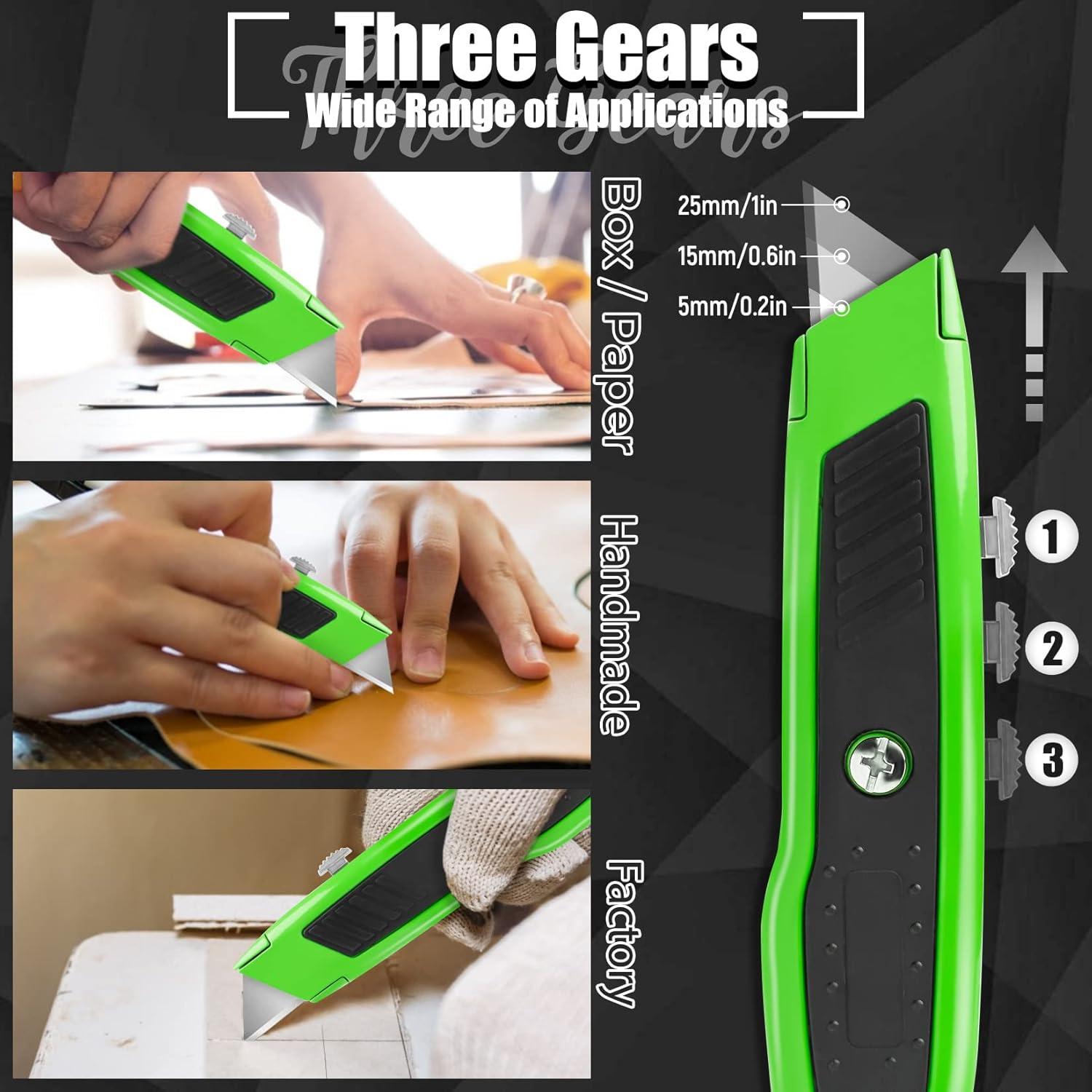 image:image2 Pack Retractable Box Cutter Heavy Duty Utility Knife with 10 SK5 Blades and Safety Lock Portable Razor Knife for Home and OfficeGreen