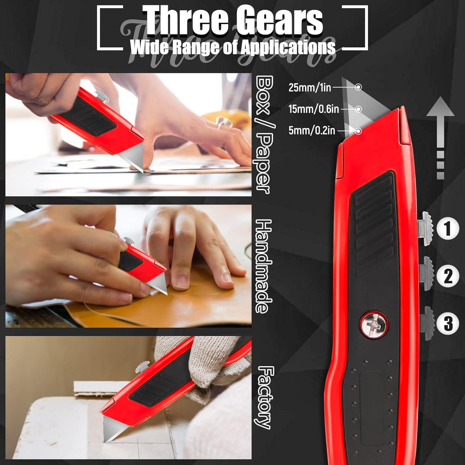 image:image2 Pack Retractable Box Cutter Heavy Duty Utility Knife with 10 SK5 Blades and Safety Lock Portable Razor Knife for Home and OfficeRed