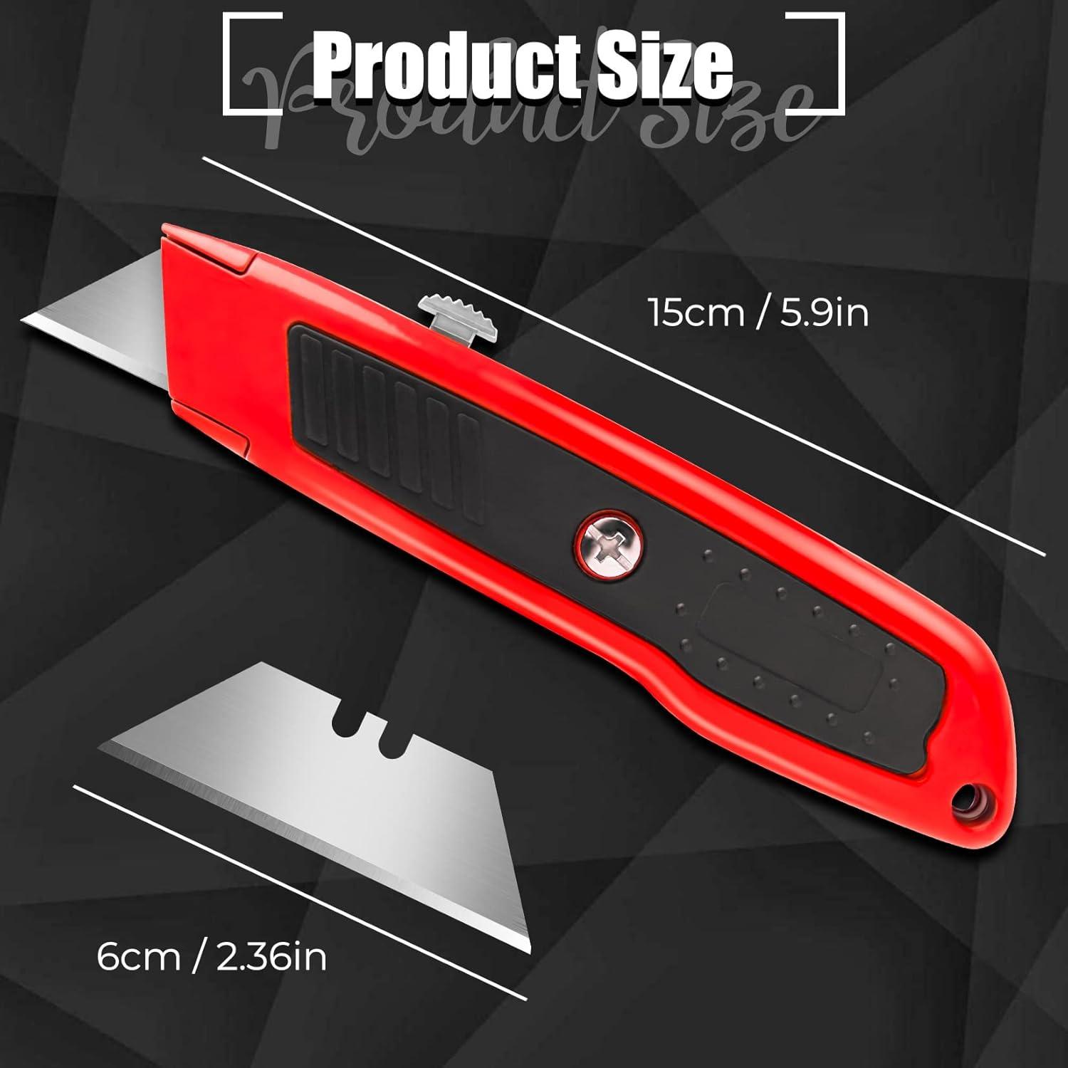 image:image2 Pack Retractable Box Cutter Heavy Duty Utility Knife with 10 SK5 Blades and Safety Lock Portable Razor Knife for Home and OfficeRed