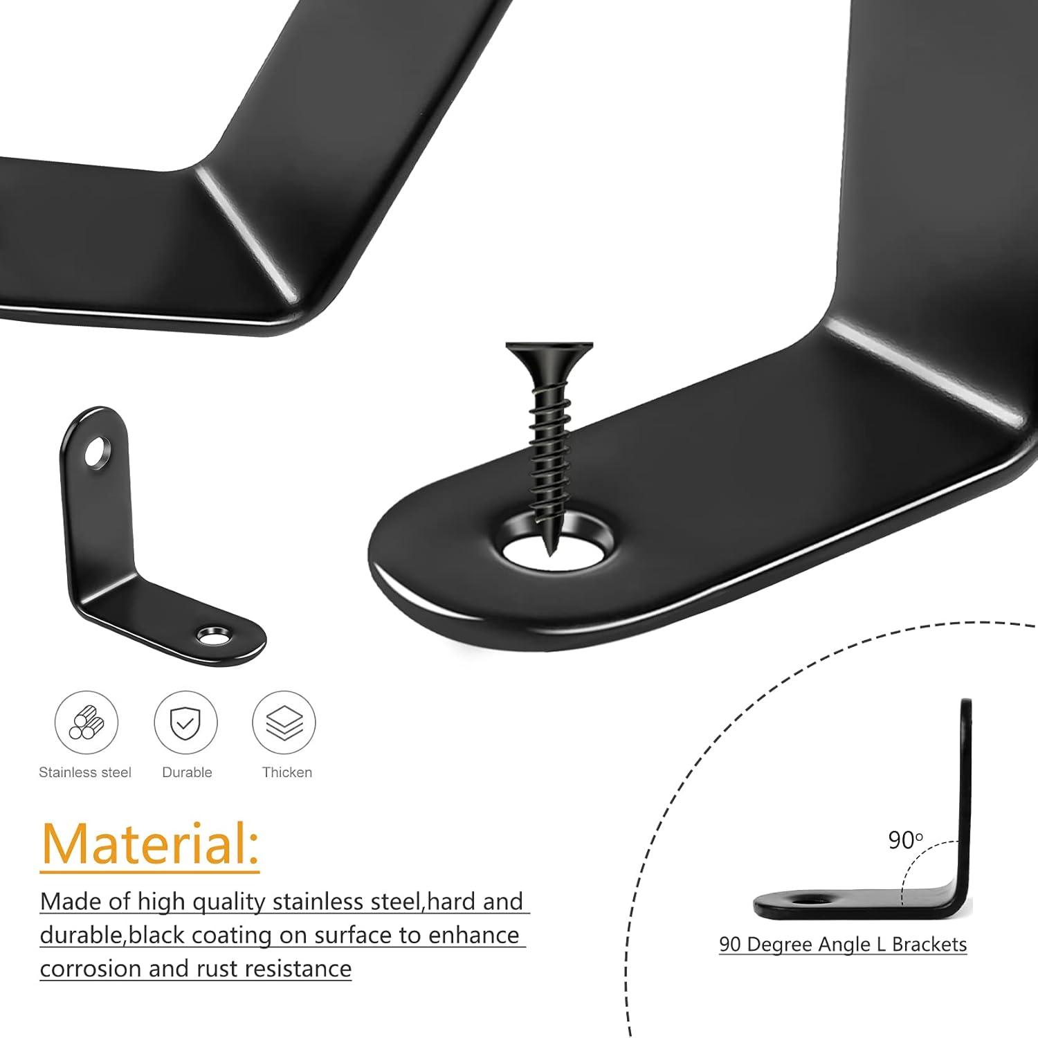 image:image20 Pack L Bracket Corner Brace Sets 118x118 Inch Black Stainless Steel 90 Degree Right Angle Brackets Fastener with Screws for Wood Shelves Furniture Cabinet