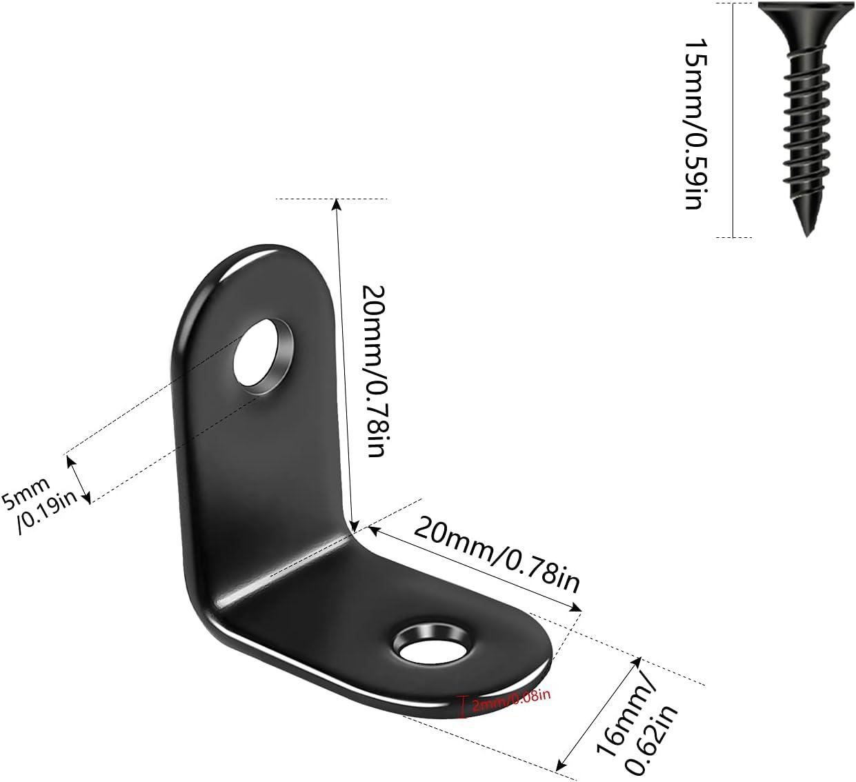 image:image26 Pack L Bracket Corner Brace Sets 078x078 Inch Black Stainless Steel 90 Degree Right Angle Brackets Fastener with Screws for Wood Shelves Furniture Cabinet