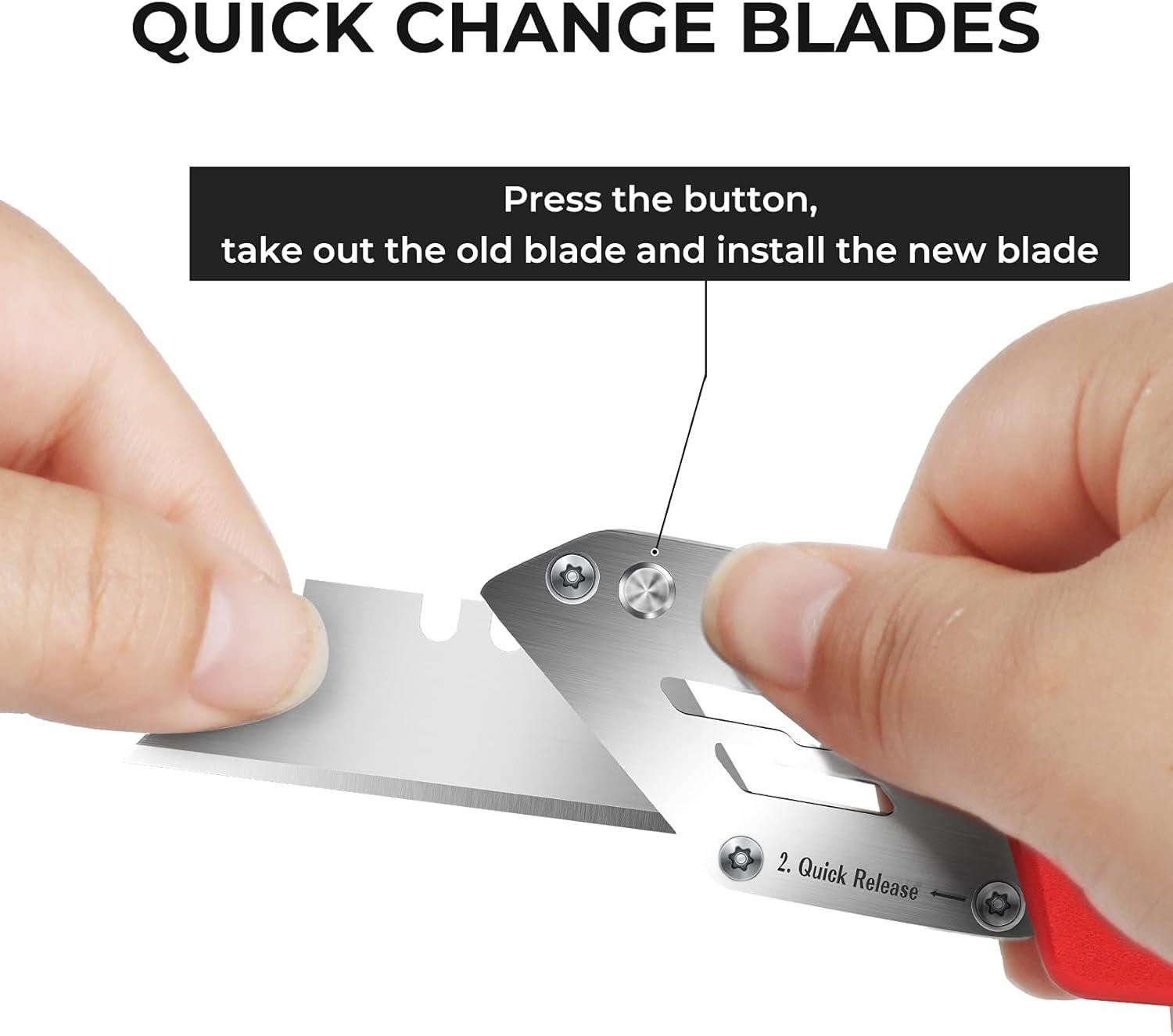 image:image3 Pack Box Cutter Utility Knife Folding Utility Knife Razor Knife Heavy Duty LockBack Design Aluminum Body Box Cutters with Extra 15 PCS Box Cutters Blades