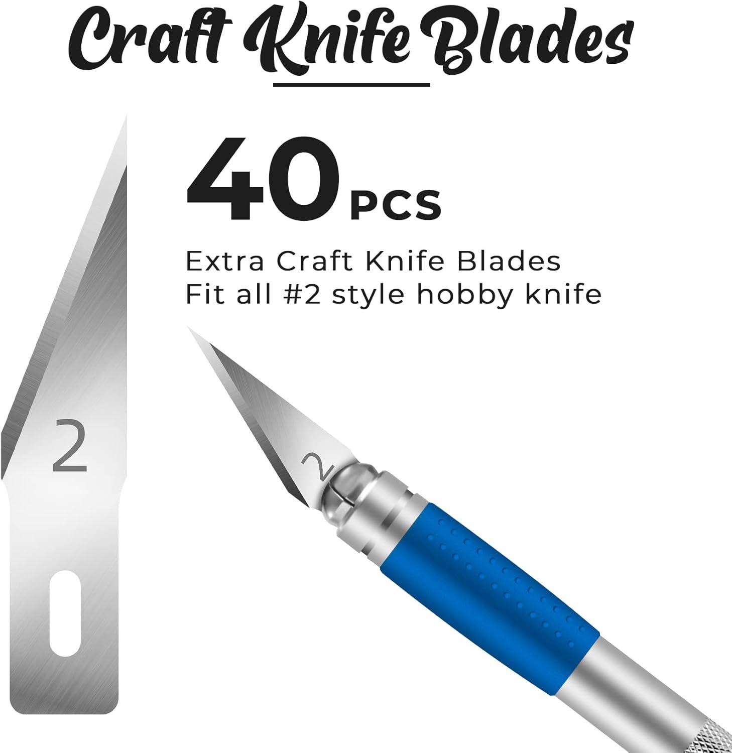 image:image42 Pack Craft Knife Kit 2 PCS Hobby Knife Precision Cutter Silicone Handle with 40 PCS 2 Hobby Knife Blades for DIY Cutting Carving