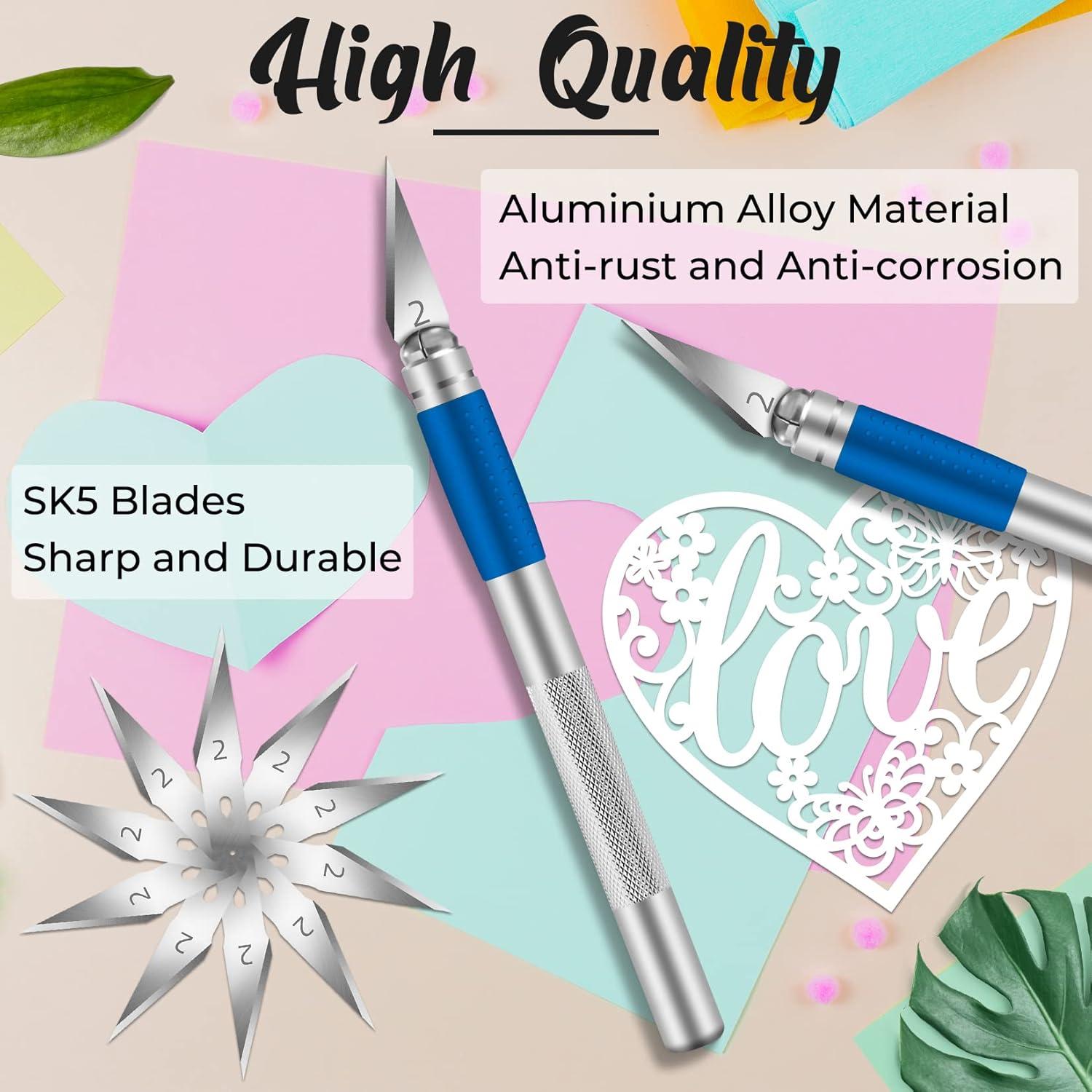 image:image42 Pack Craft Knife Kit 2 PCS Hobby Knife Precision Cutter Silicone Handle with 40 PCS 2 Hobby Knife Blades for DIY Cutting Carving