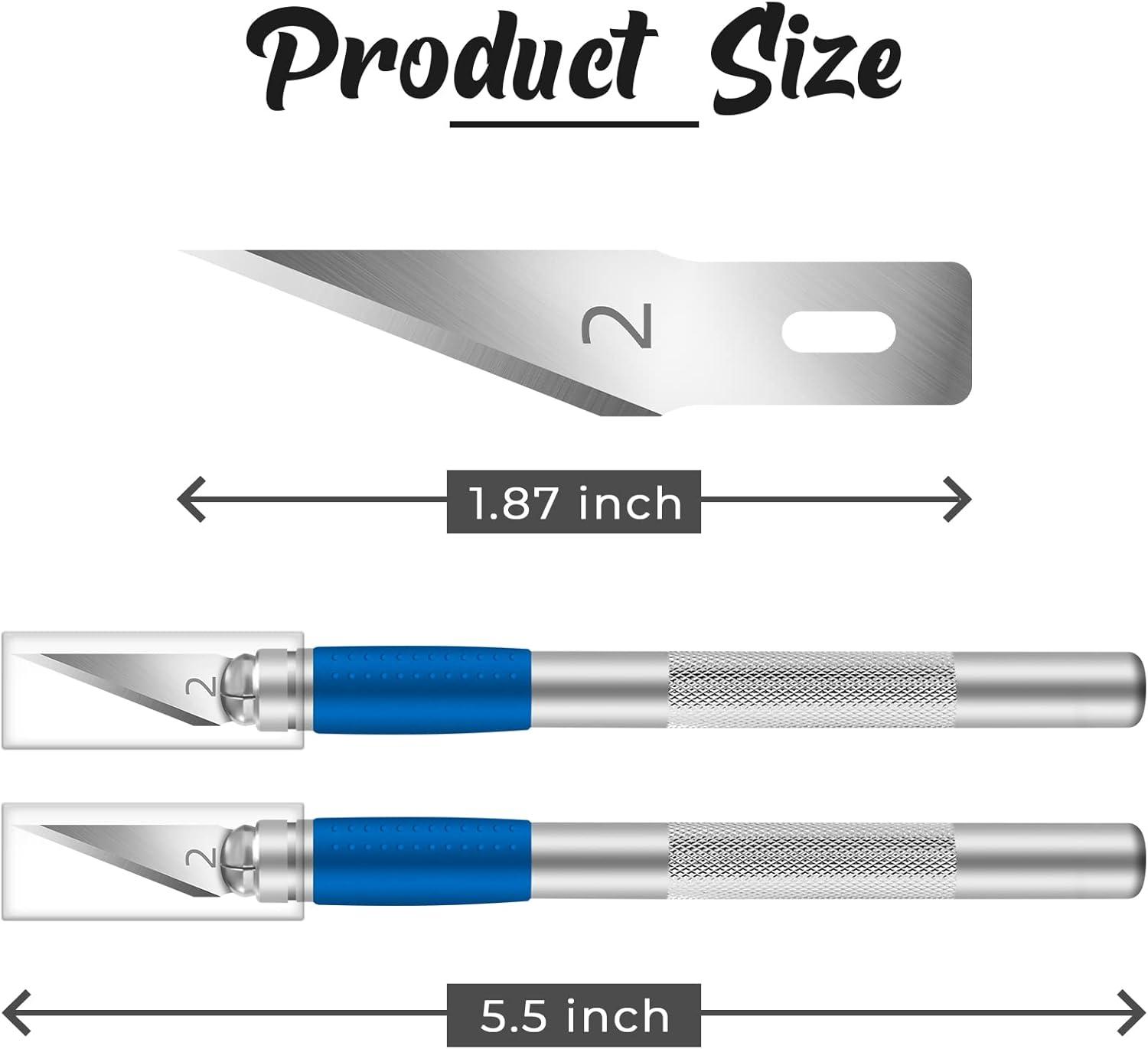 image:image42 Pack Craft Knife Kit 2 PCS Hobby Knife Precision Cutter Silicone Handle with 40 PCS 2 Hobby Knife Blades for DIY Cutting Carving