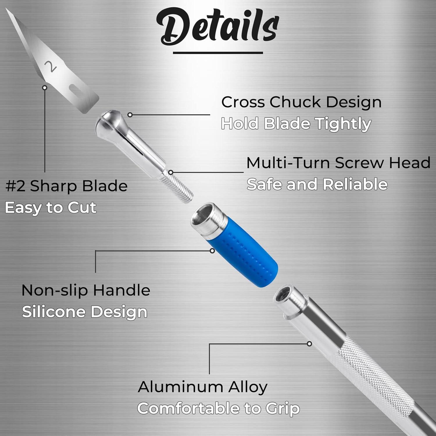 image:image42 Pack Craft Knife Kit 2 PCS Hobby Knife Precision Cutter Silicone Handle with 40 PCS 2 Hobby Knife Blades for DIY Cutting Carving