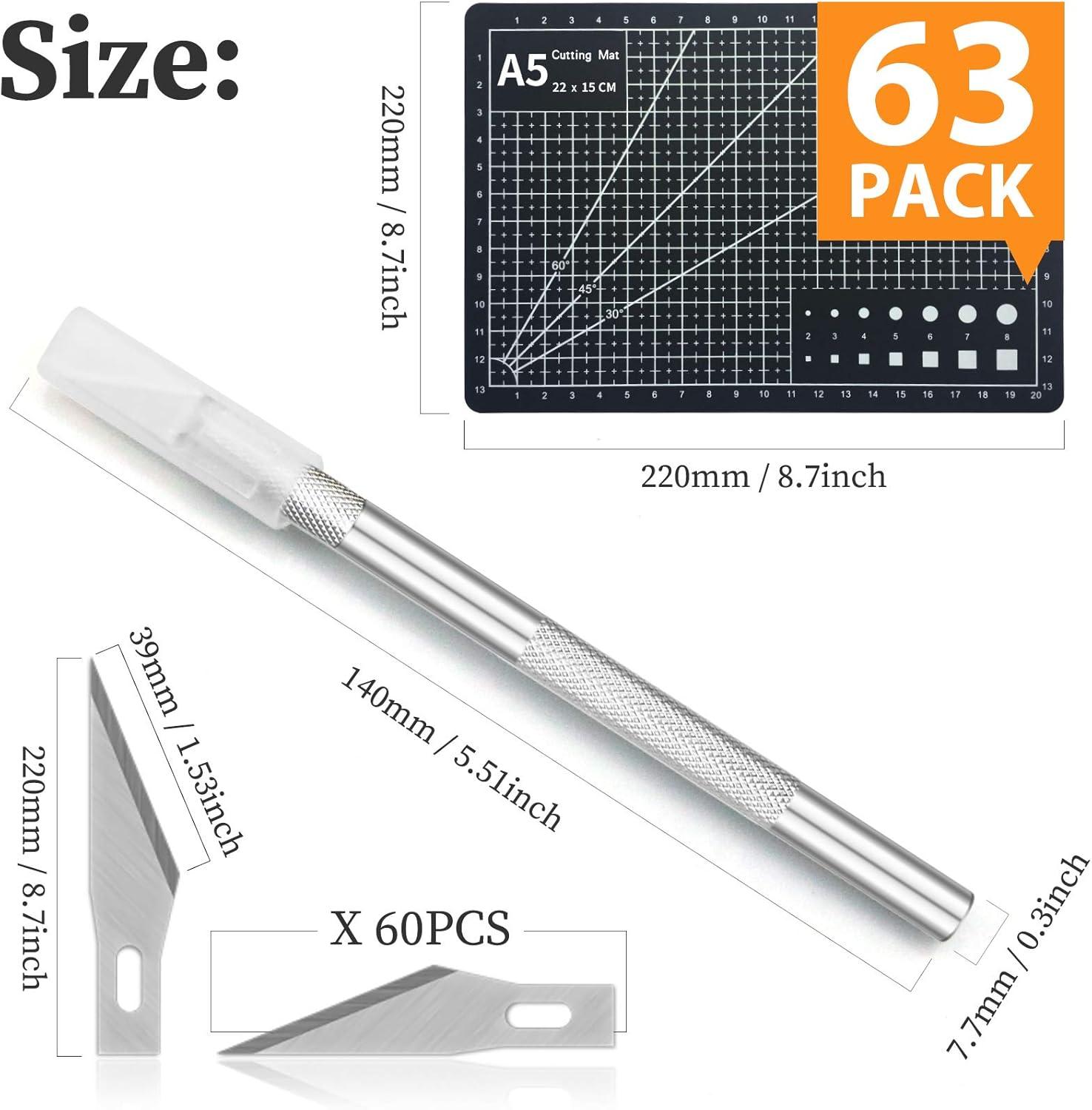 image:image63 Pack Exacto Knife Craft Knife Kit with 60 PCS Hobby Knife Replacement Blades Hobby Knife Precision Knife Exacto Knife Set for DIY Craft Scrapbooking Art Work Cutting