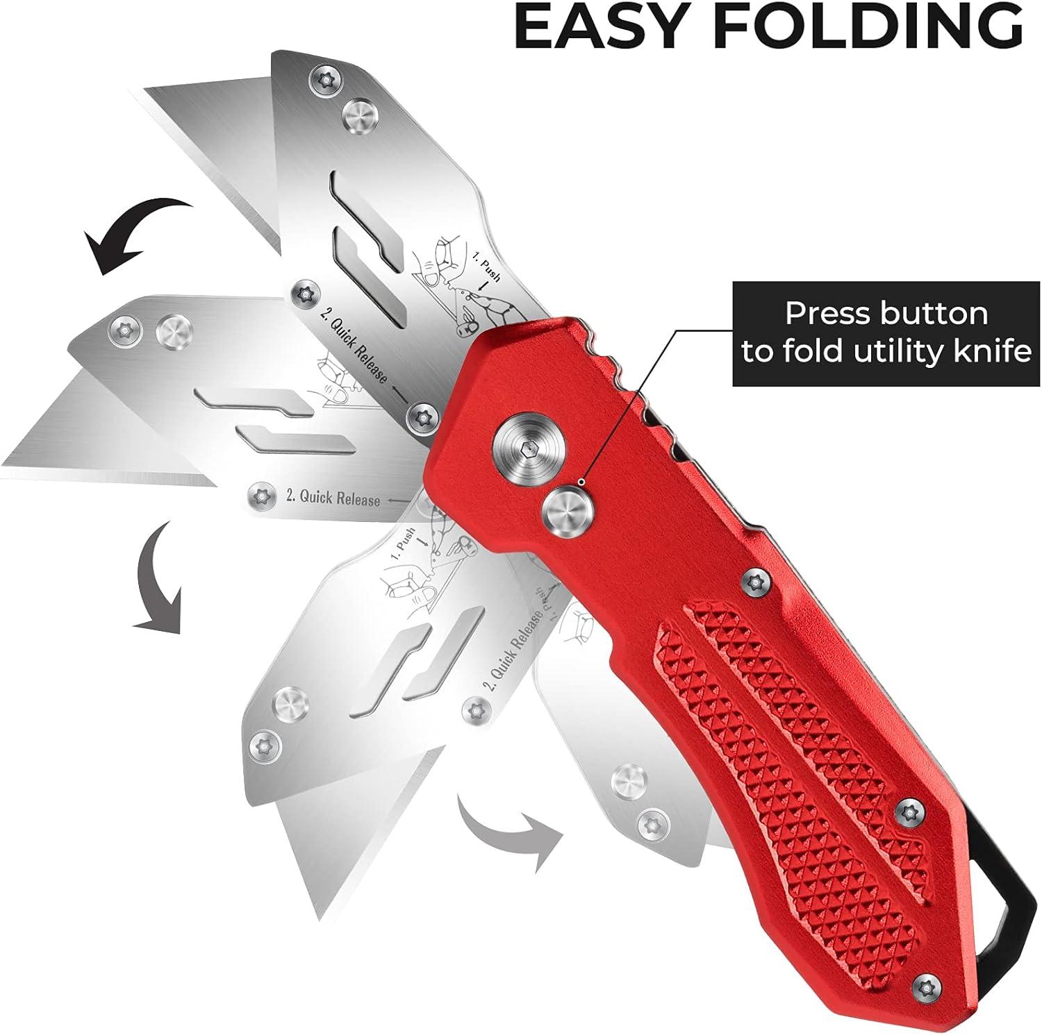 image:imageBox Cutter Utility Knife Folding Utility Knife Razor Knife with 5 SK5 Blades Quick Change Blades Lightweight Box Cutters Box Knife with Belt Clip