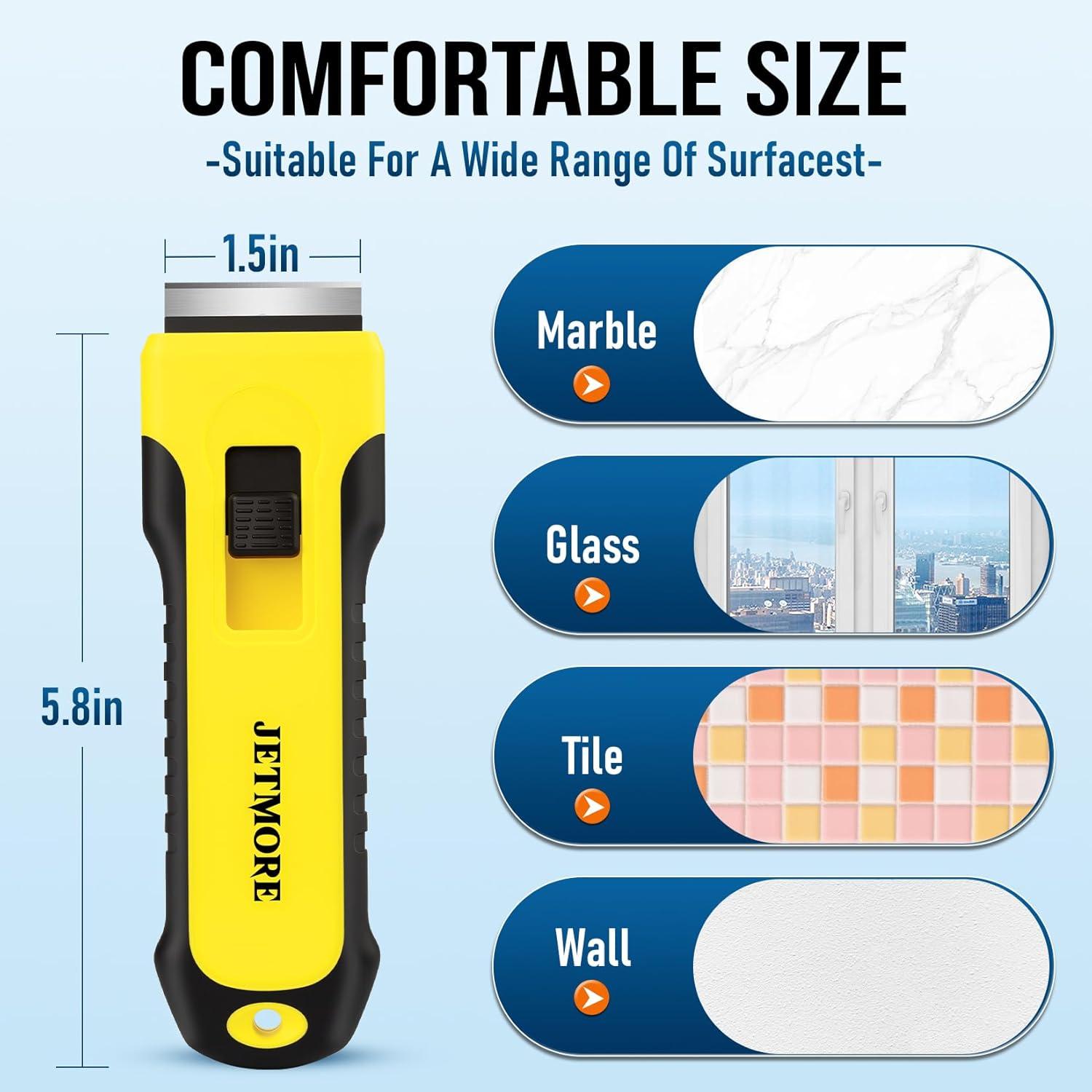 image:imageRazor Blade Scraper Tool With 15pcs Extra Blades Paint Scraper for Cleaning Glass Scraper for Windows Oven Cleaning Tools Cuchilla Para Limpiar Cosina Cleaning Razor for Ceramic Stove TopYellow