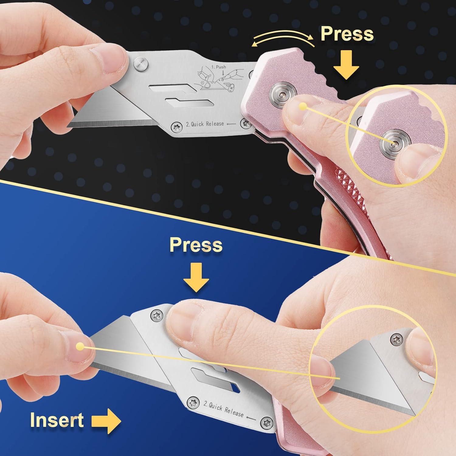 image:imageUtility Knife Blades 50 Pack Box Cutter Blades SK5 High Carbon Steel Utility Blade Standard Size Blade for Box Cutter Razor Knife Blades for Cutting100 Pack