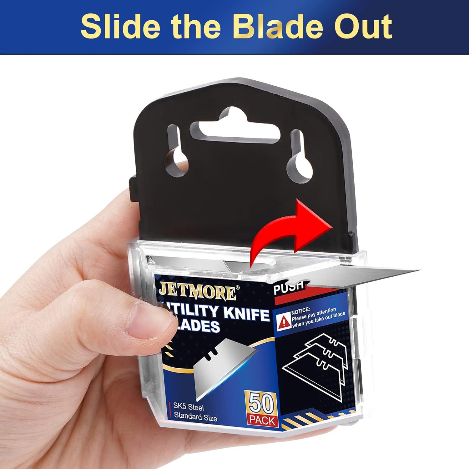image:imageUtility Knife Blades 50 Pack Box Cutter Blades SK5 High Carbon Steel Utility Blade Standard Size Blade for Box Cutter Razor Knife Blades for Cutting50 Pack