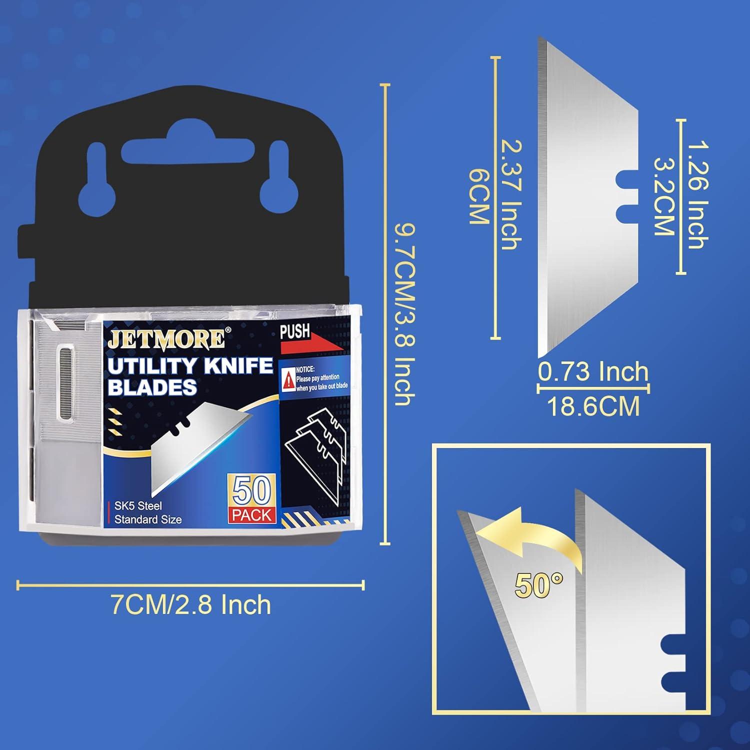 image:imageUtility Knife Blades 50 Pack Box Cutter Blades SK5 High Carbon Steel Utility Blade Standard Size Blade for Box Cutter Razor Knife Blades for Cutting50 Pack