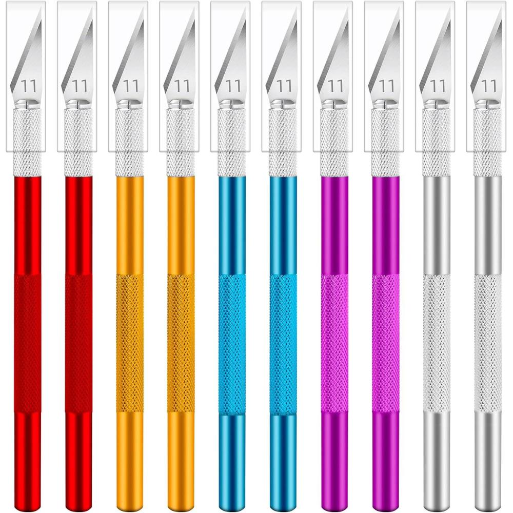 image:image10 Pack Exacto Knife Set Precision Craft Knife Hobby Knife Art Knife with Sharp Blades for Paper Cutting Carving Scrapbooking and DIY PurpleMulticolored
