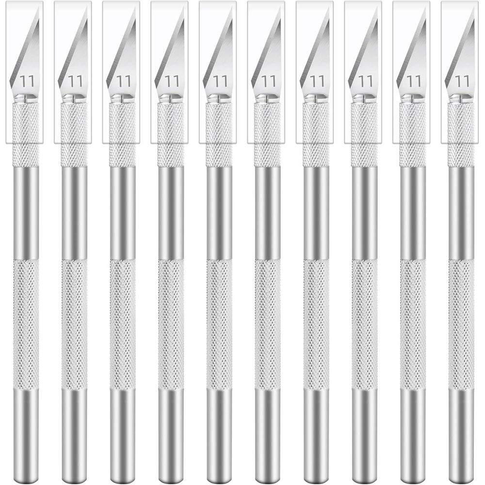 image:image10 Pack Exacto Knife Set Precision Craft Knife Hobby Knife Art Knife with Sharp Blades for Paper Cutting Carving Scrapbooking and DIY PurpleSilver