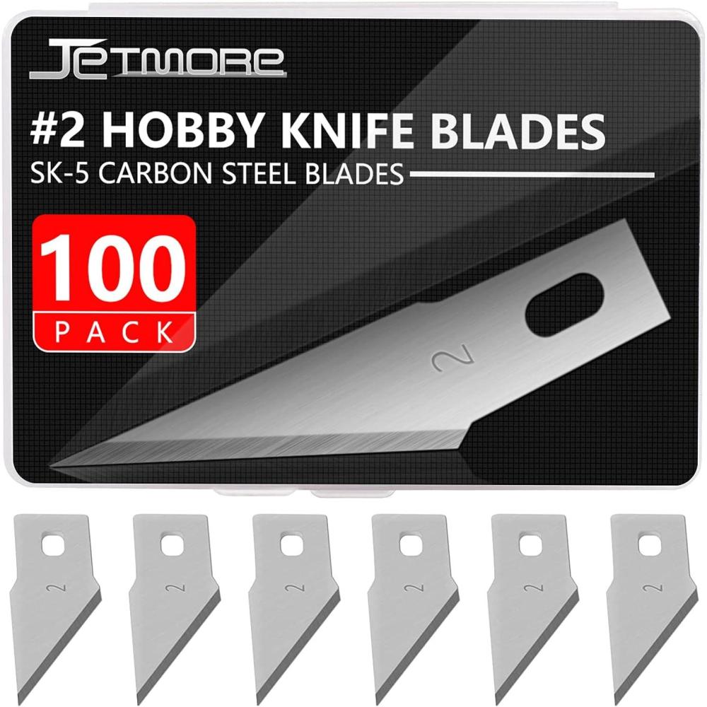 image:image100 Pack Craft Hobby Blades 2 Craft Knife Blades Refill Hobby Knife Replacement Blade with Storage Box for Art and Crafting Scrapbooking Supplies Cutting Caving Stencil2