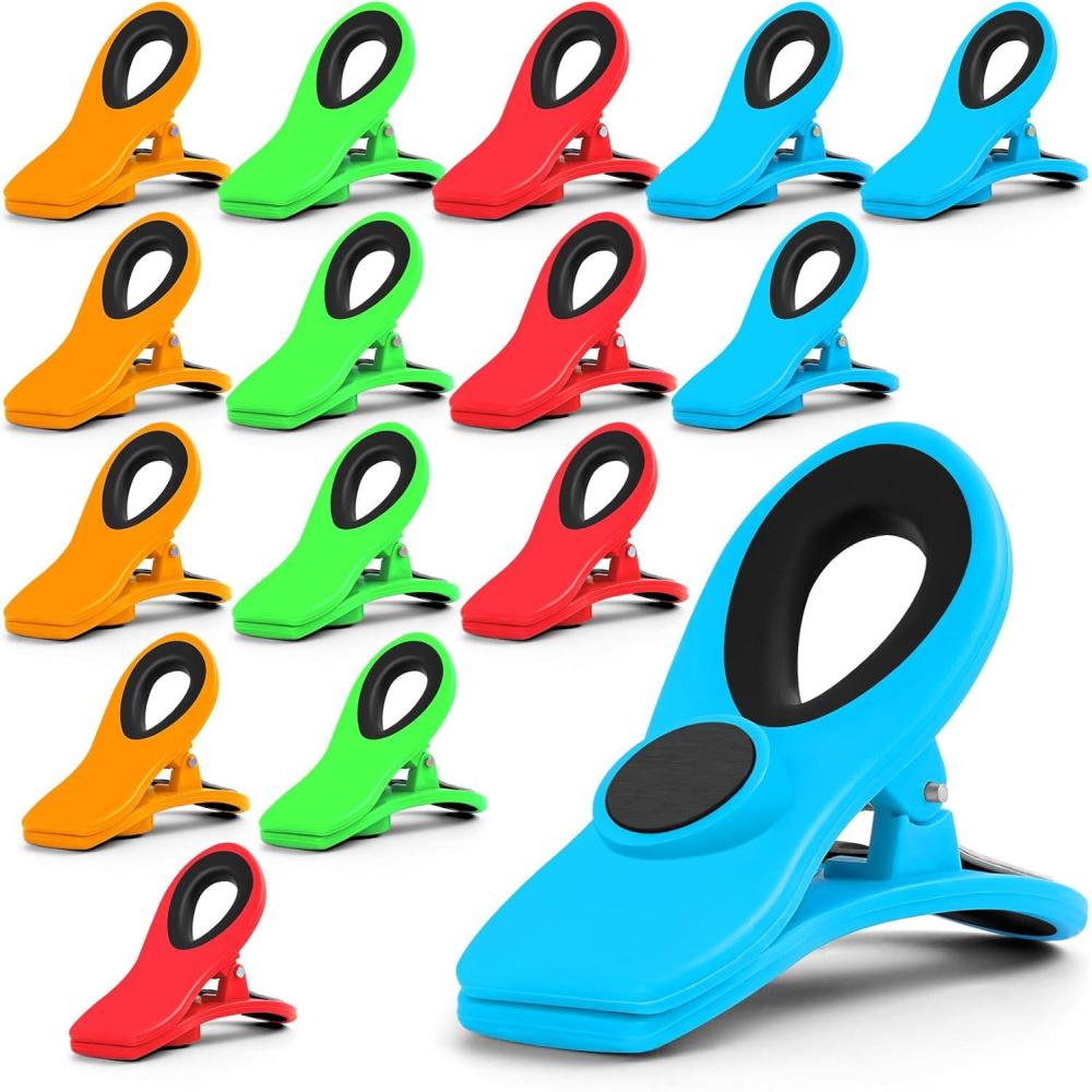 image:image16 Pack Chip Clips Bag Clips Office Paper Clamps Multicolor Magnetic Clip for Food Packages Multipurpose Plastic Clip for Food Snack Refrigerator Kitchen Paper Binder Clips16 Pack
