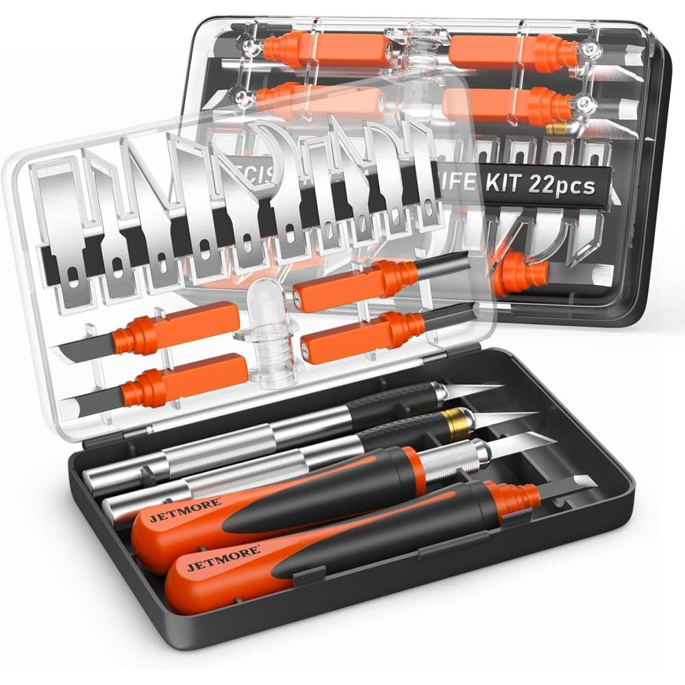image:image16 Pcs Exacto Knife Set 3 Craft Knife and 13 SK5 Steel Blades Precision Hobby Knife for Carving Modeling DIY Scrapbooking and Art ProjectsOrange22pcs
