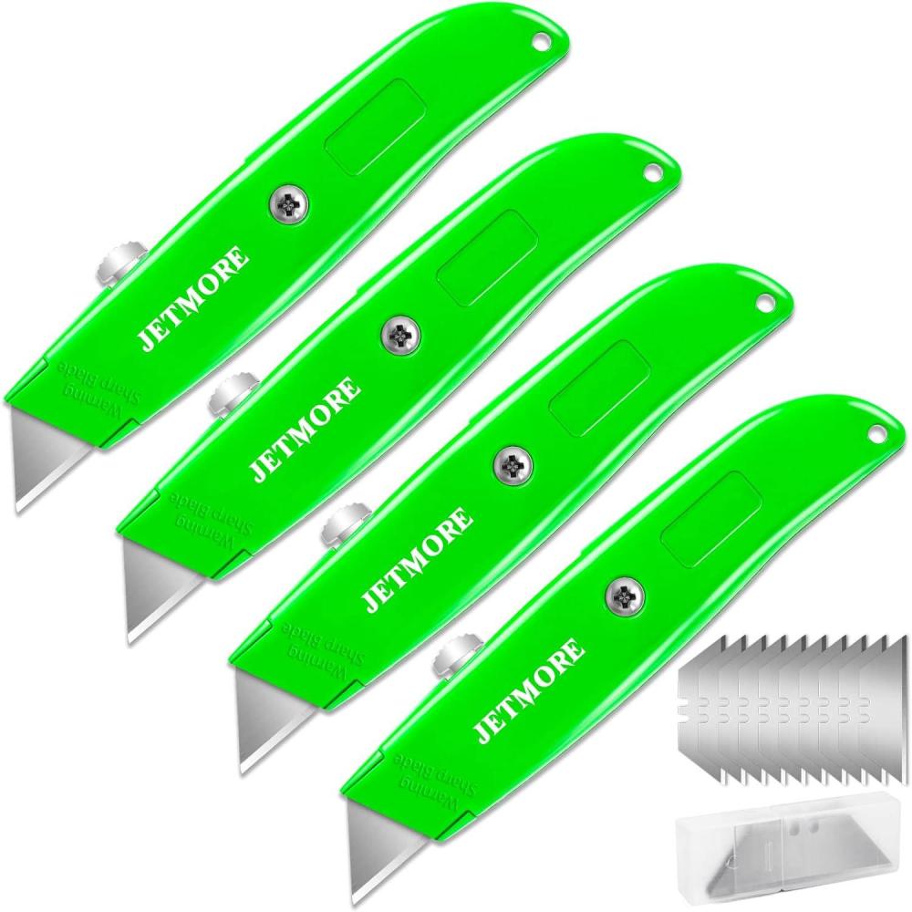 image:image4 Pack Box Cutter with Extra 10 SK5 Blades Heavy Duty Retractable Utility Knife Sharp Razor for Boxes Cartons Cardboard