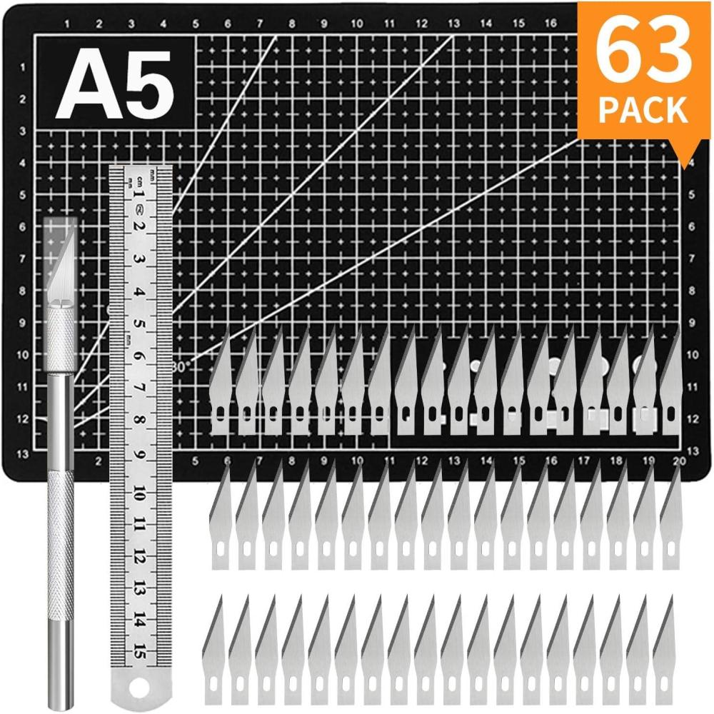 image:image63 Pack Exacto Knife Craft Knife Kit with 60 PCS Hobby Knife Replacement Blades Hobby Knife Precision Knife Exacto Knife Set for DIY Craft Scrapbooking Art Work Cutting