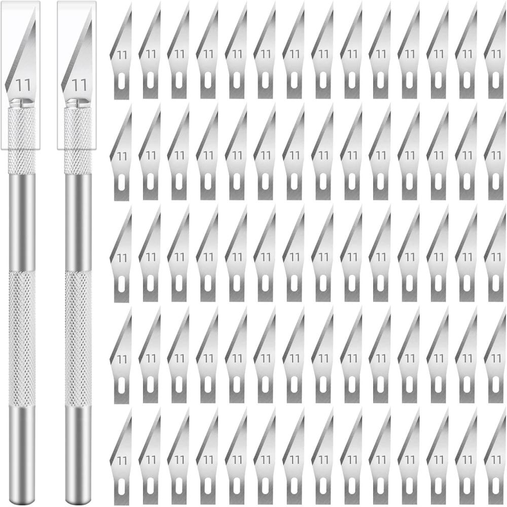 image:image72 Pack Craft Knife Exacto Knife Steel Hobby Knife Precision 2 Handles Knifes with 70pcs 11 Hobby Knife Blades with Storage Case Craft Knife Kit for DIY Art Work Cutting Carving