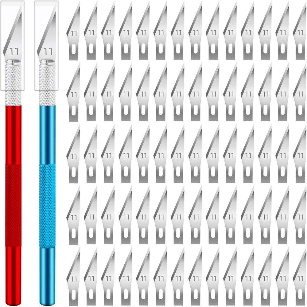 image:image72 Pack Exacto Knife Craft Knife Kit Precision Hobby Knife Exacto Knife Set 2 Handles Knifes amp 70pcs 11 Hobby Knife Blades with Storage Case for DIY Art Work Cutting Carving